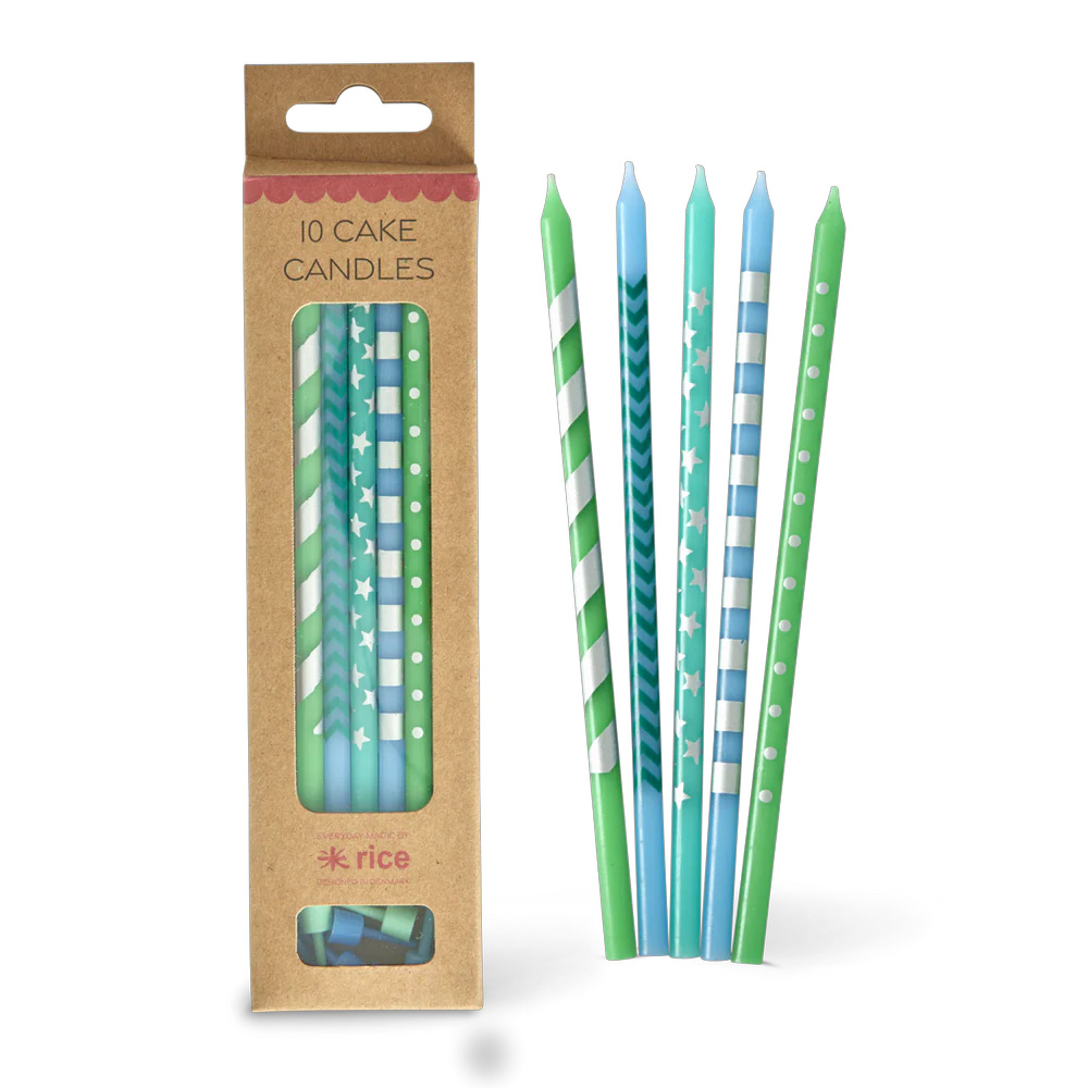 Rice lange Kuchenkerzen, Blau, Länge ca. 21 cm, 10 Stück 
