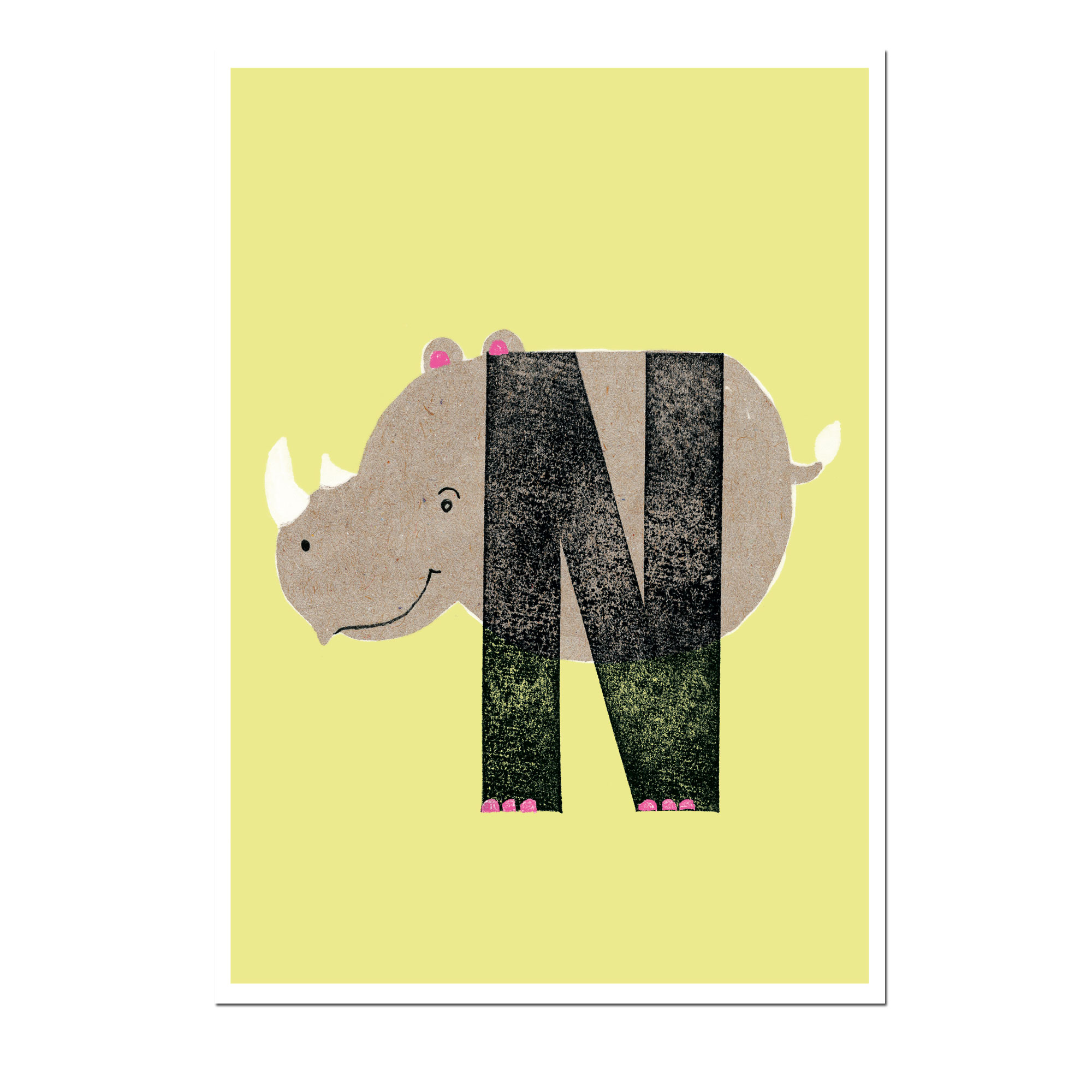 Postkarte Das ABC - N - von schönegrüsse, Neon, Nashorn
