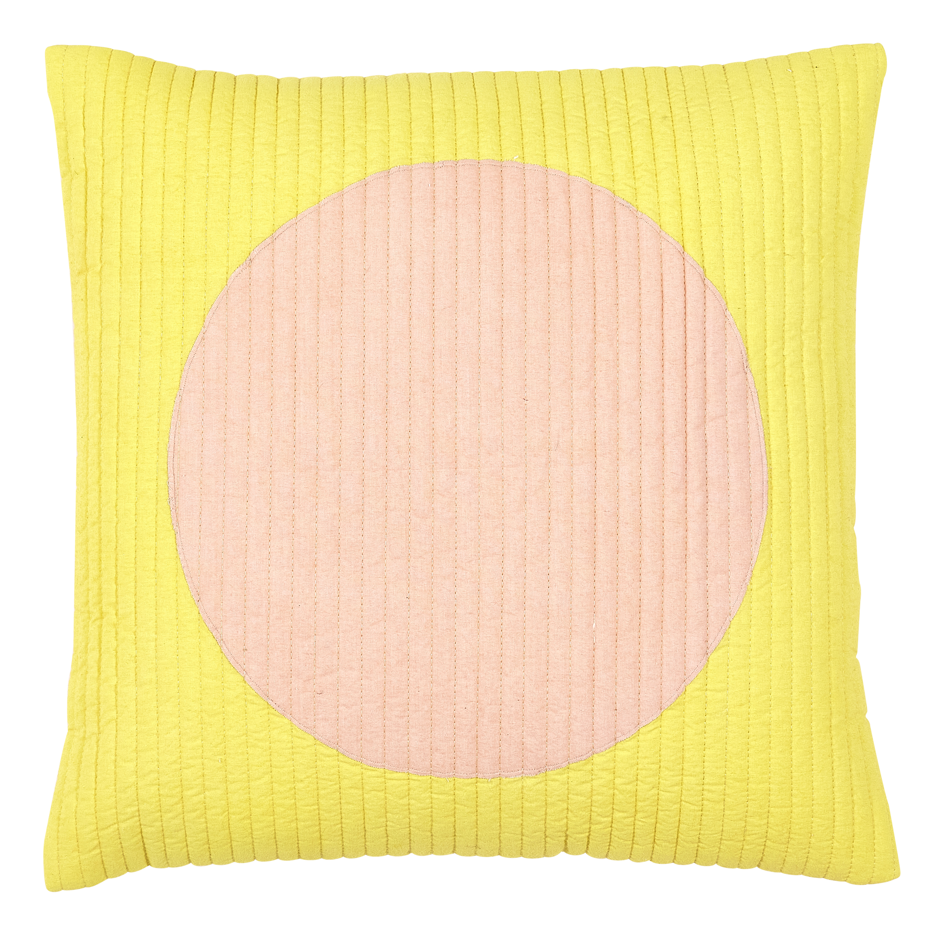 Kissenhülle, FULL MOON, gequilted, lemon/pink, ca. 45 x 45 cm