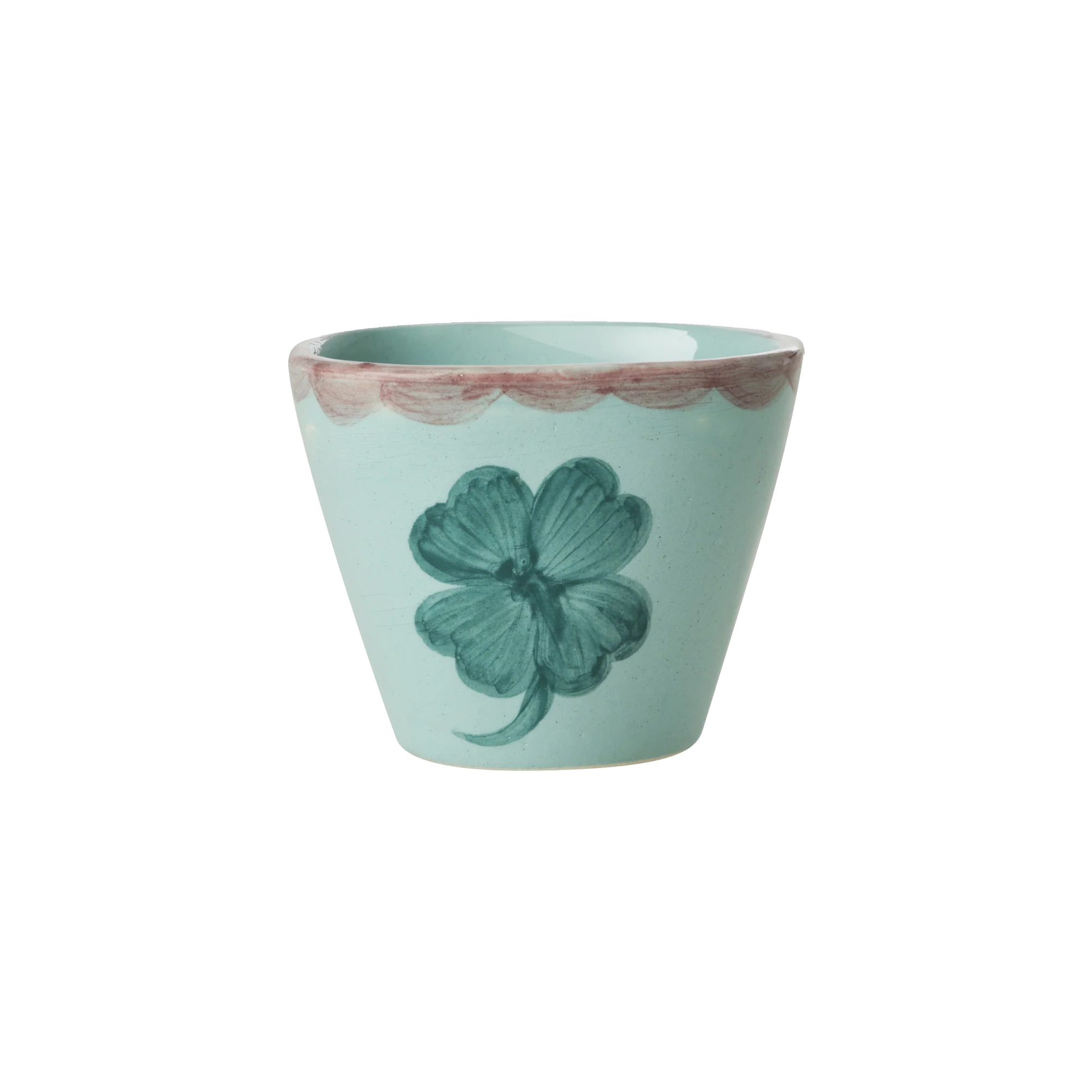 Rice Espressobecher Good Luck Clover, Extra klein Oval Keramik Espressobecher - Hellgrün - Hand-painted Good Luck Clover, Kleeblatt