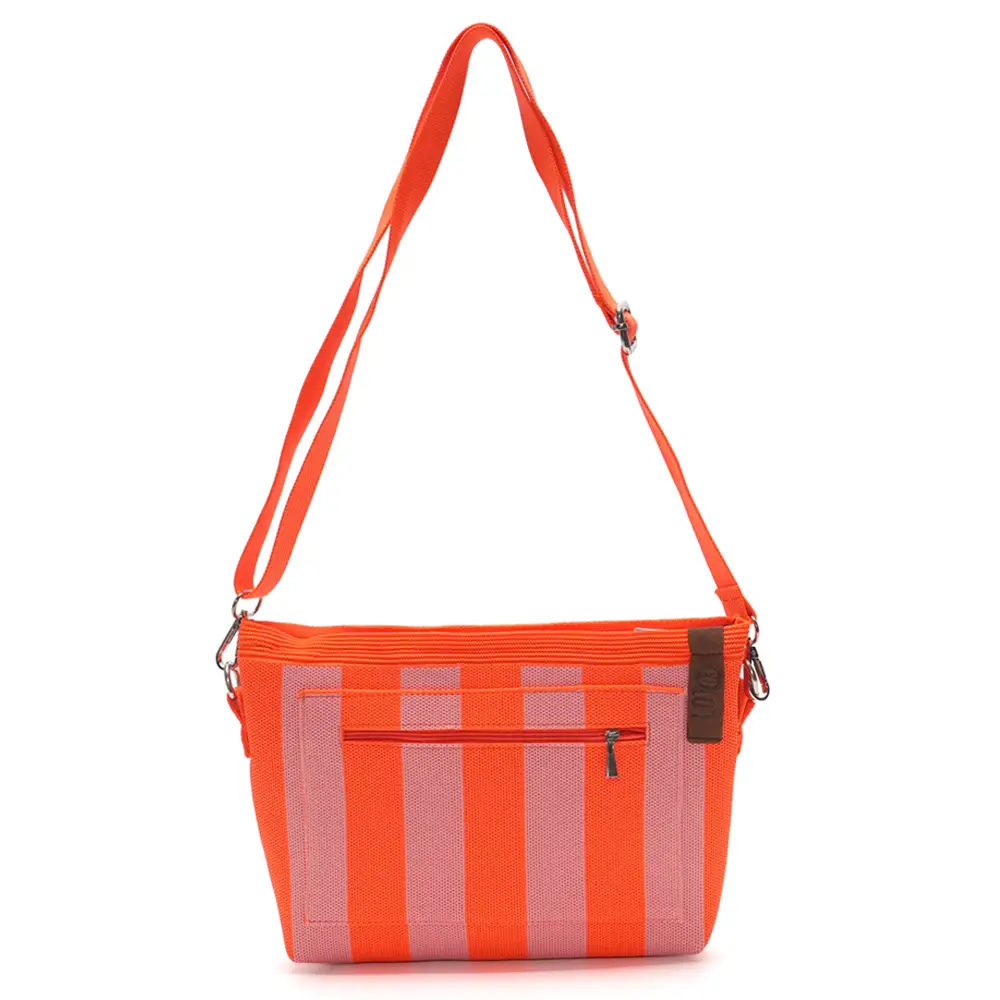 LOT83 Handtasche Kaat 05, Orange-Mauve, Streifen, ca.   27 x 20 x 6 cm