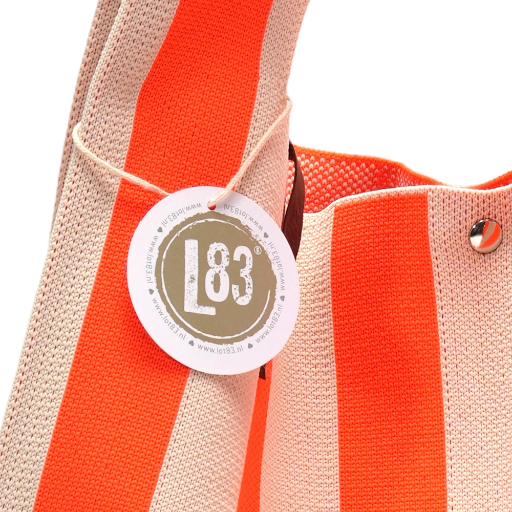 LOT83 Shopper Lois 02, Streifen Orange-Creme, ca.  45 x 35 cm