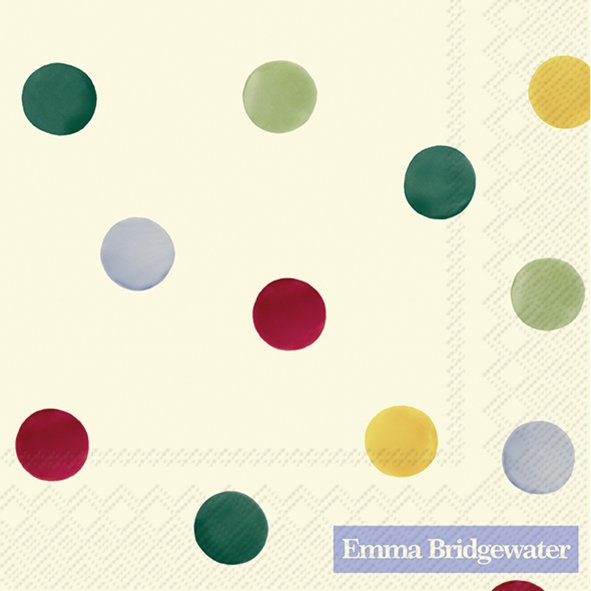 Papierservietten Polka Dot, 25 x 25 cm Cocktailservietten Emma Bridgewater