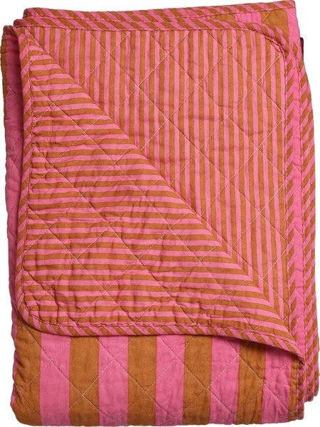 Quilt Streifen Pink-Braun, 140x180 cm, Plaid
