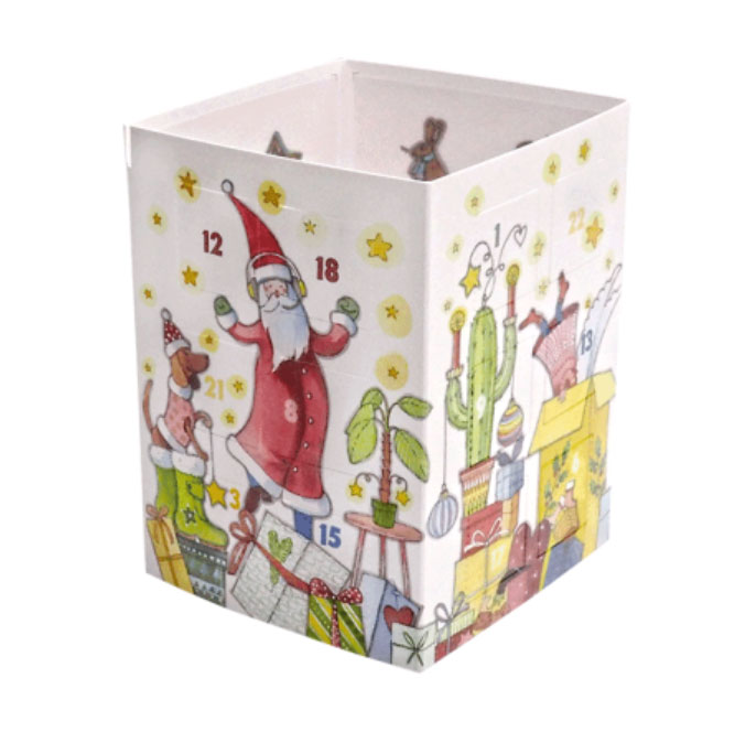 Adventskalender Karte , als Windlicht zum Aufstellen "Weihnachtliches Wimmelbild"  