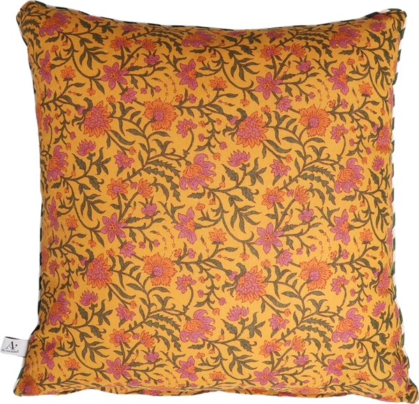 Kissen Ethnic, floral-gelb, ca. 50x50 cm, Baumwolle