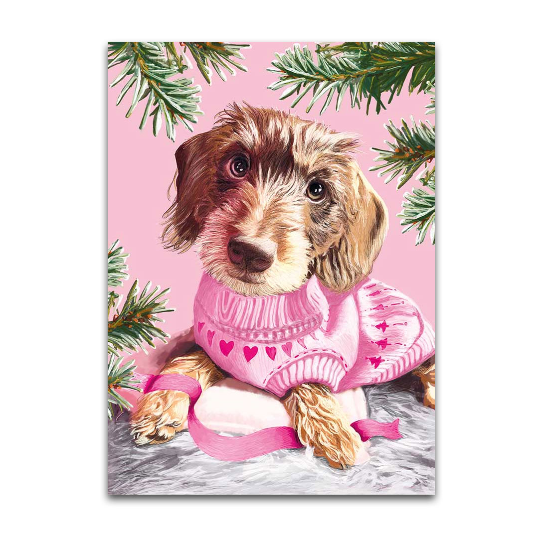 Postkarte Dackel rosa  von m-illu  ...zum Dahinschmelzen ♥