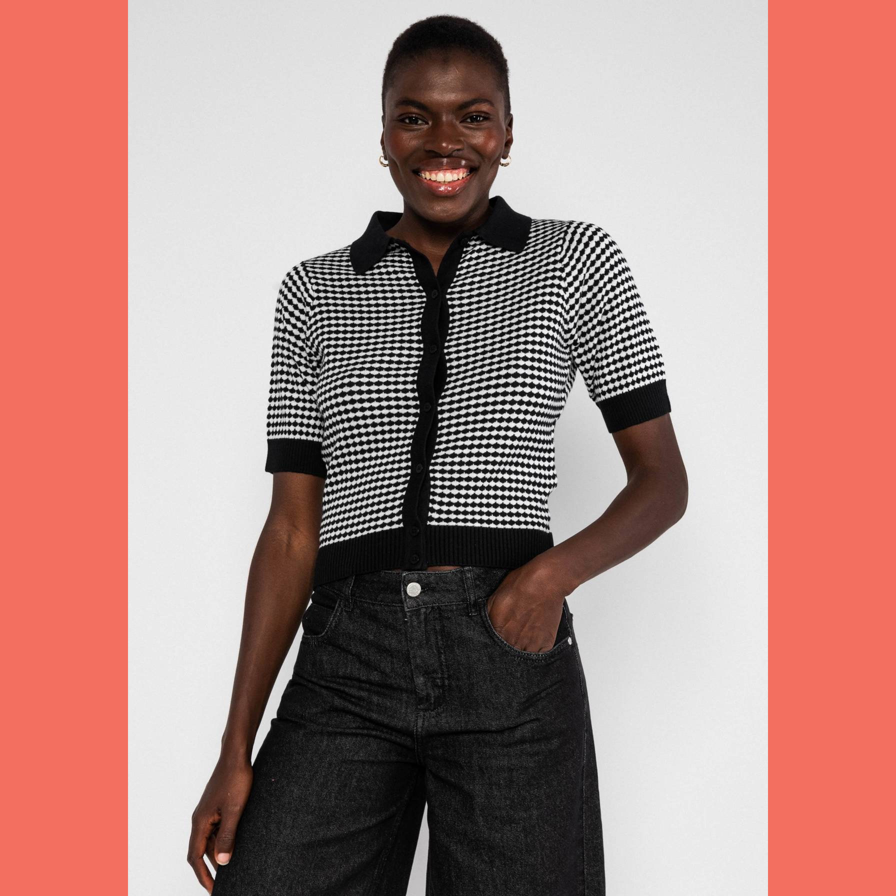 Blutsgeschwister Strickoberteil Petite Poloette - mixed dots black beige