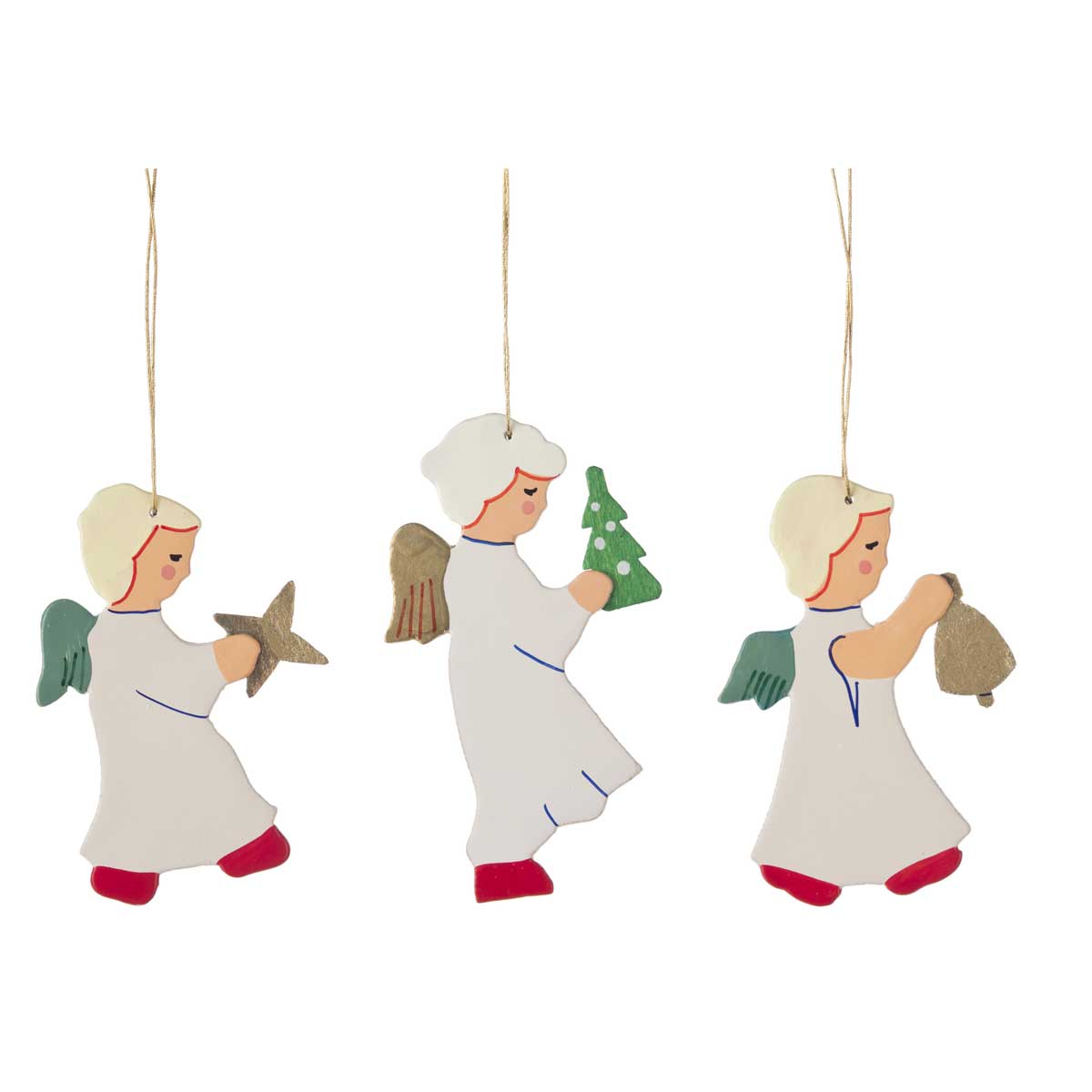 Erzgebirge Anhänger/Behang  3er Set Engel mit langem Kleid , ca. 7 cm 