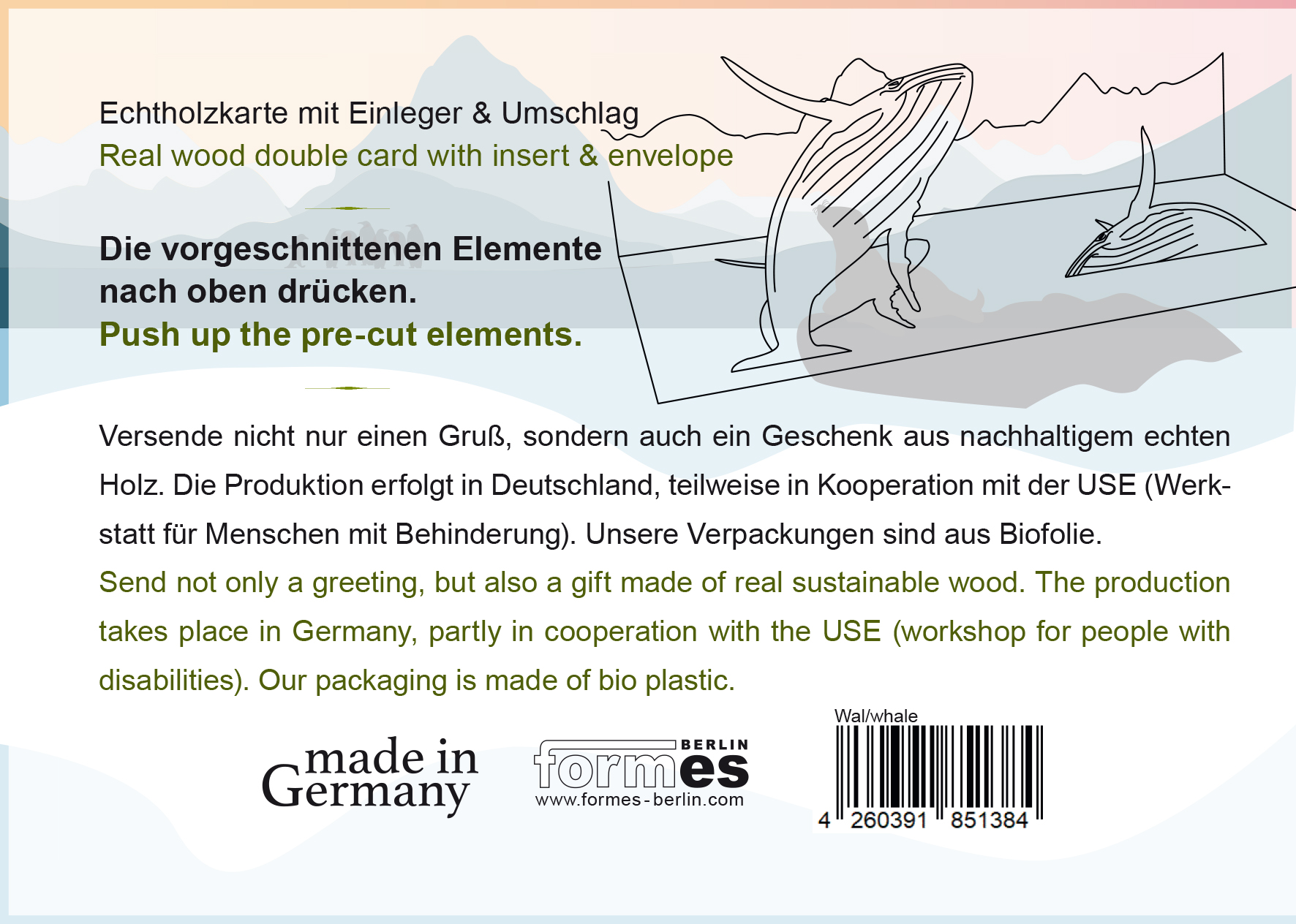 % Wal - Holzgrußkarte mit PopUp-Motiv von formes Berlin 