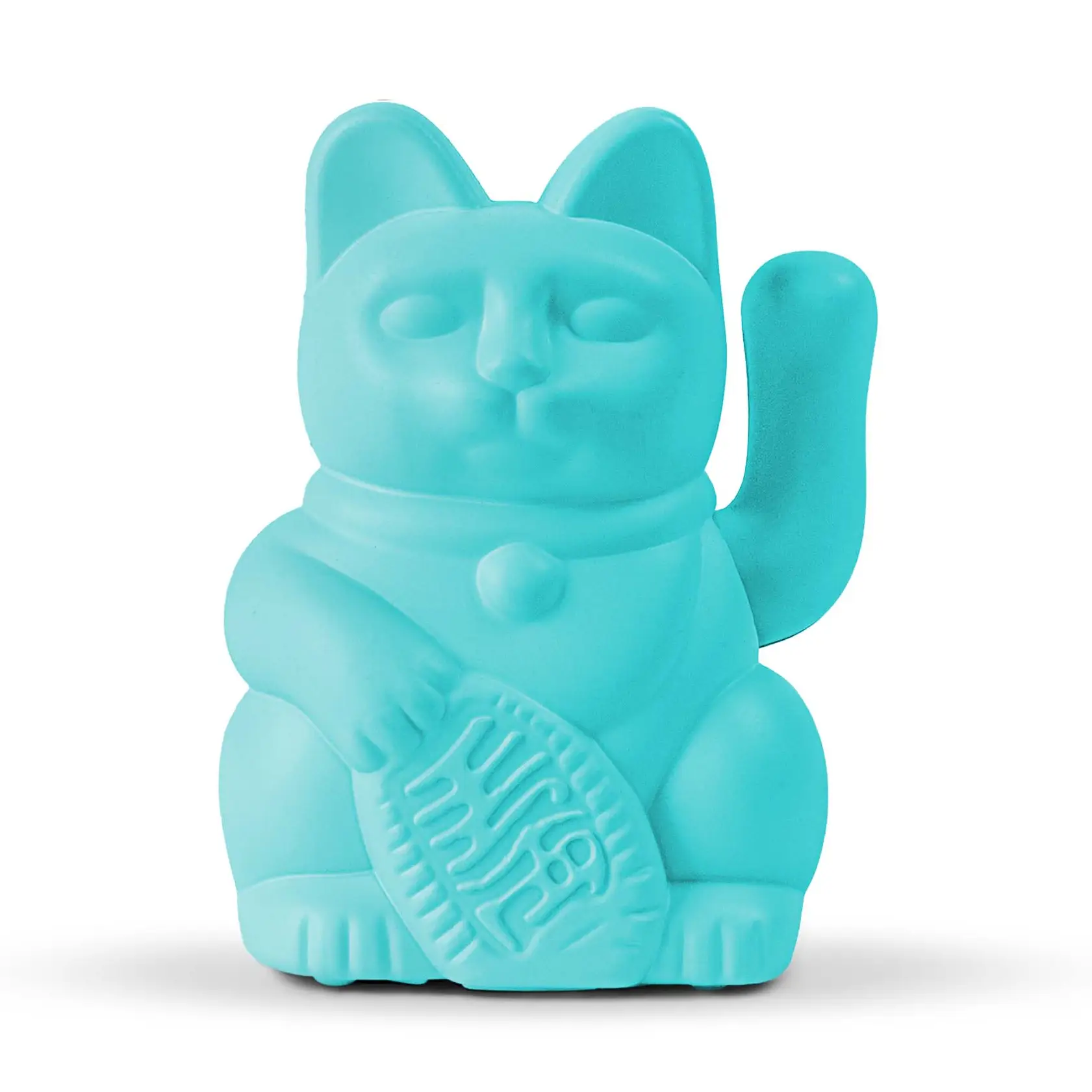 Lucky Cat Solar Turquoise „Miko“ / Winkekatze/ Glückskatze , Mini, ca. 5 cm