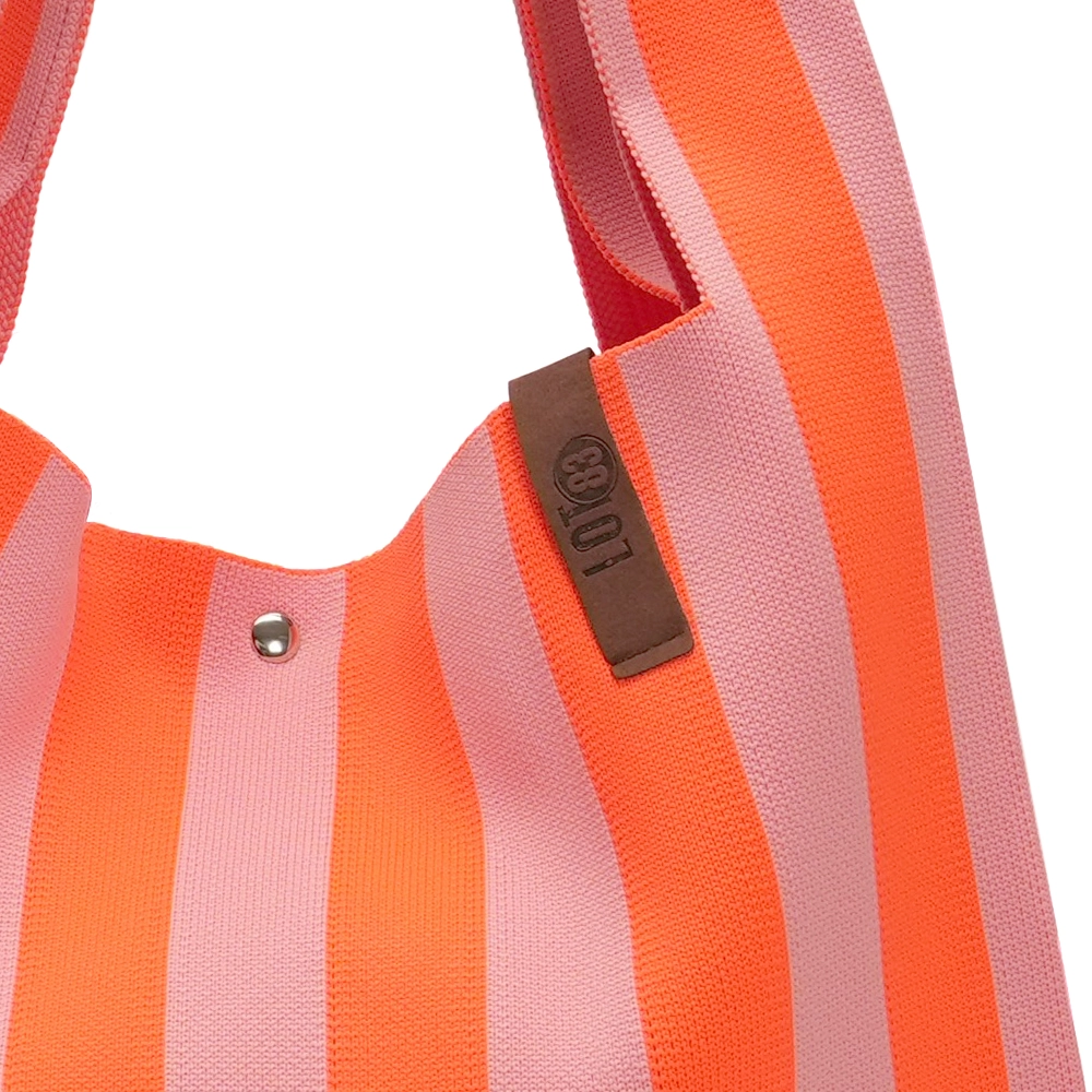 LOT83 Shopper Lois 58, Streifen Orange-Rosa, ca.  45 x 35 cm