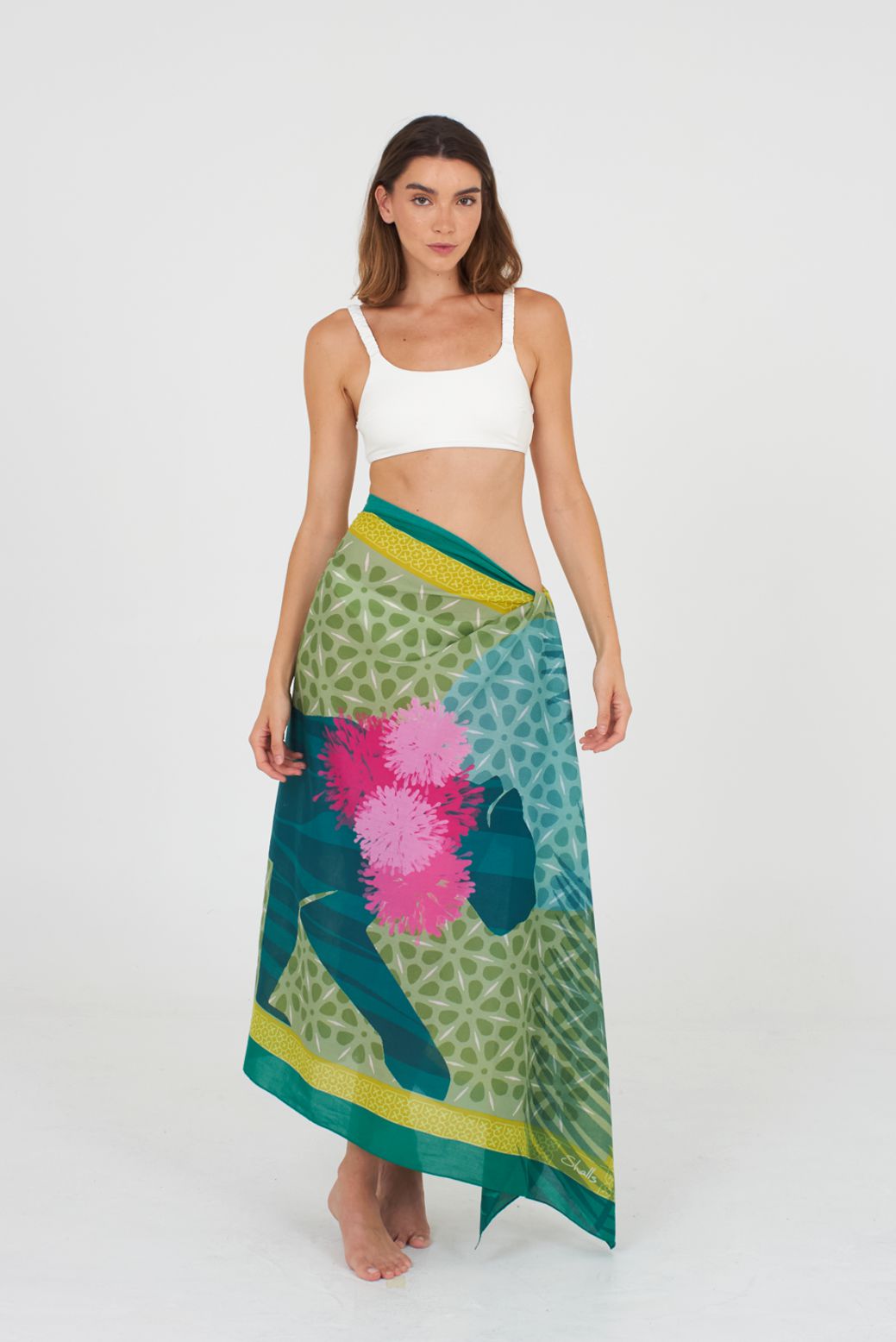 Pareo TAIKA GREEN,  ca.  100 x 190 cm, von Shalls Barcelona, 100 % Baumwolle, Leopard