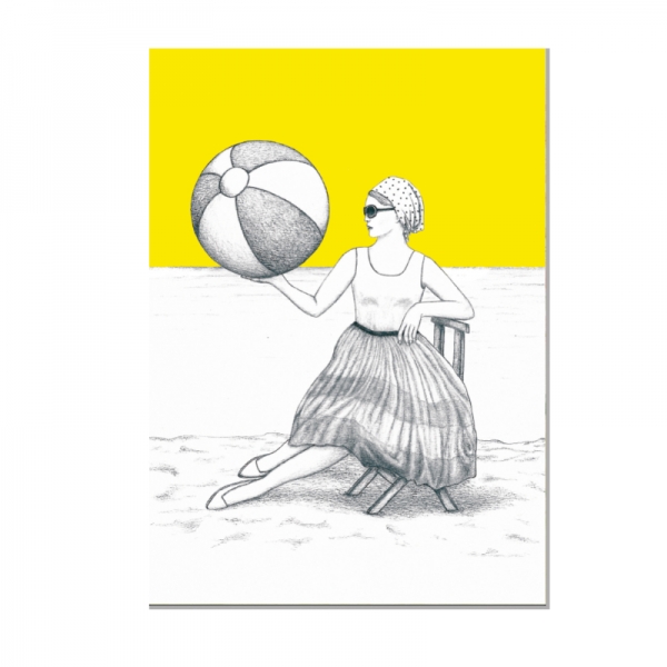 Postkarte Frau mit Ball von ask a duck     