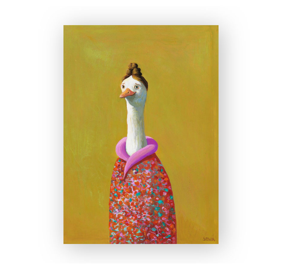 Inkognito Postkarte Wenwen, Gans von Michael Sowa