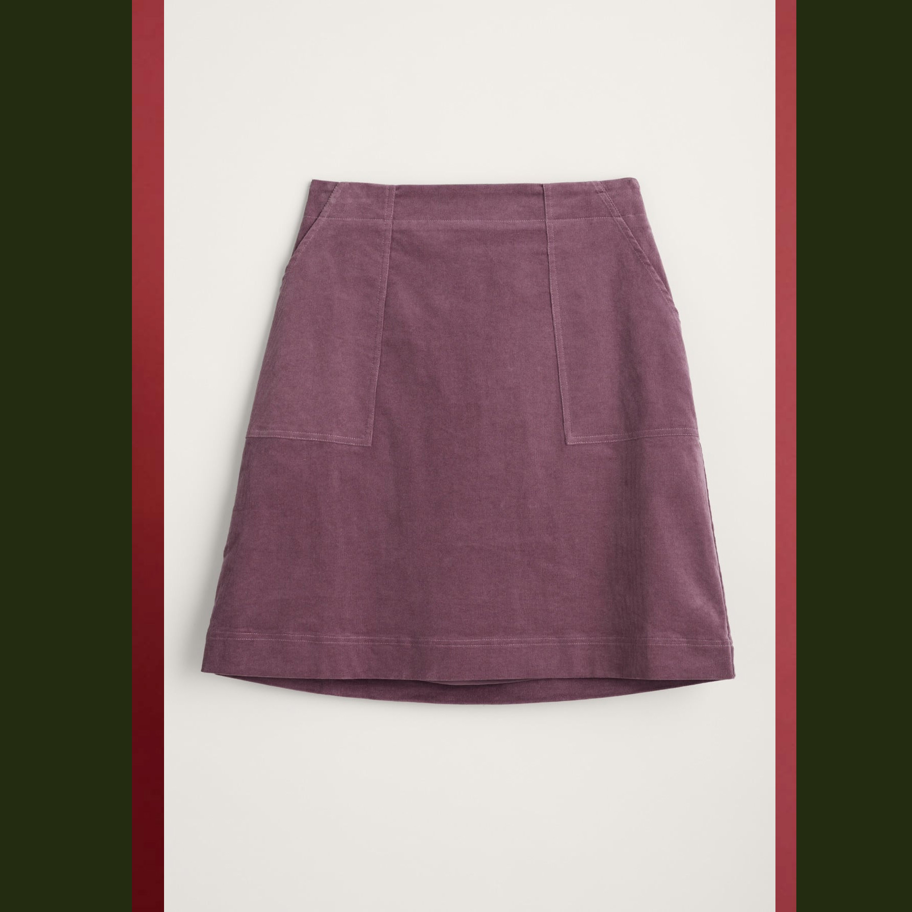 SEASALT CORNWALL May's Rock Skirt, Baby Cord, Samtoptik, Farbe: Dark Chard