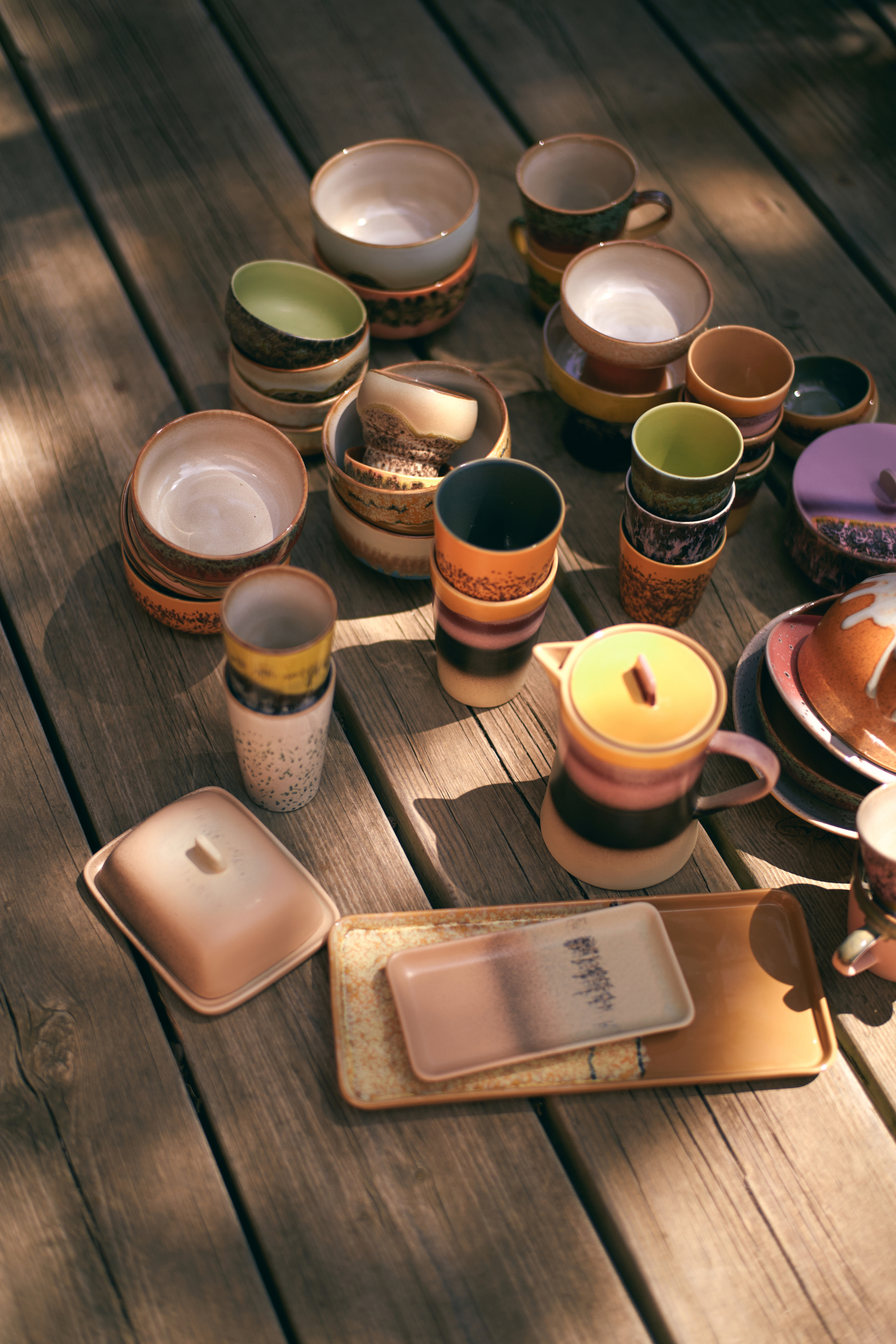 HKliving 70's Becher hoch/tea mug, sunset, Siebziger Jahre Geschirr, Keramik    