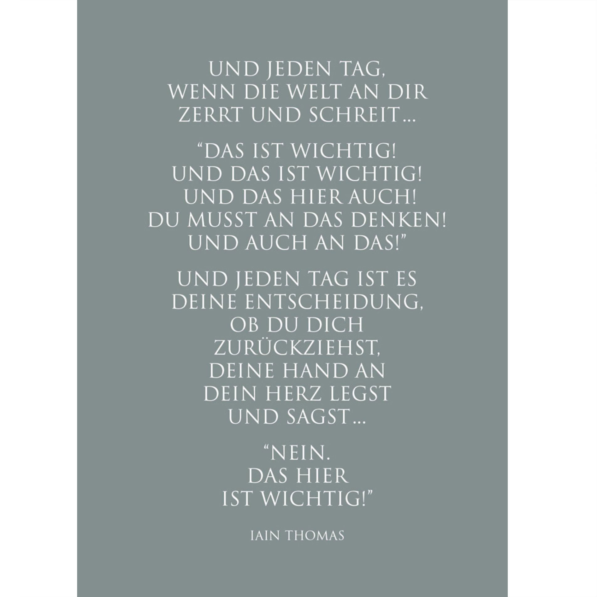 Wunderwort Postkarte "Dein Hand an Dein Herz…" Iain Thomas