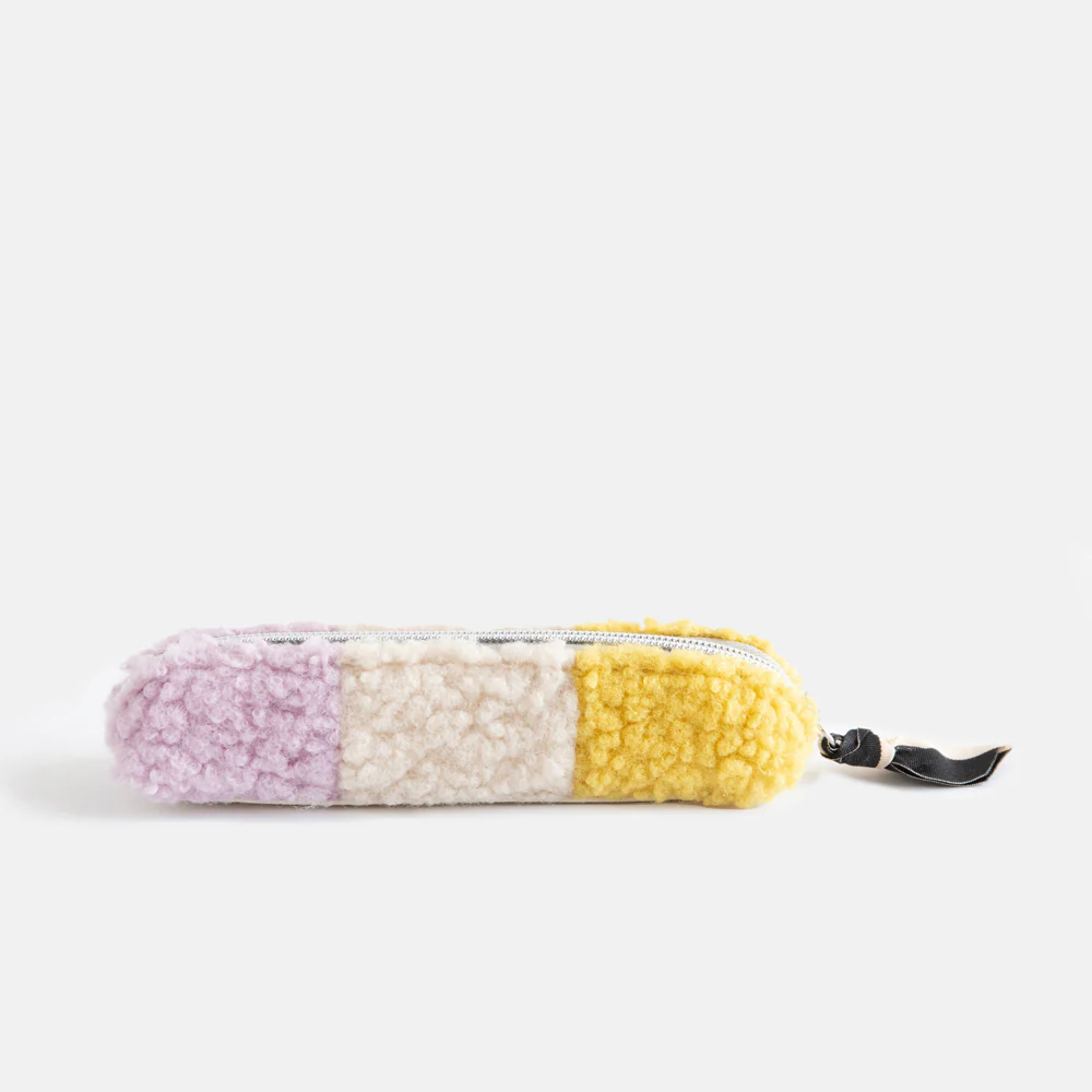 Caroline Gardner Federmäppchen Multi Stripe Borg Pencil Case, Teddyplüsch