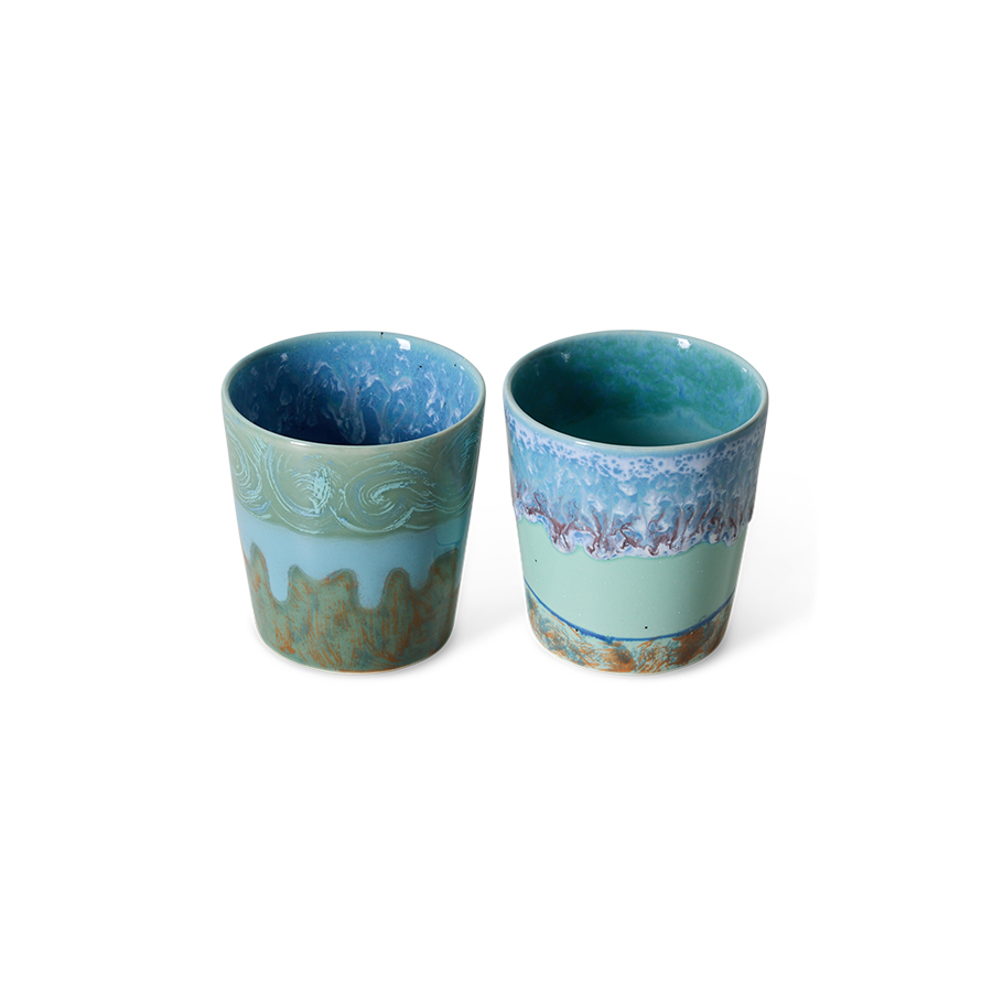 HKliving 70's Kaffee Becher Van Gogh 2er Set, SELF PORTRAIT, 70s ceramics: Van Gogh coffee mugs self portrait, set of 2