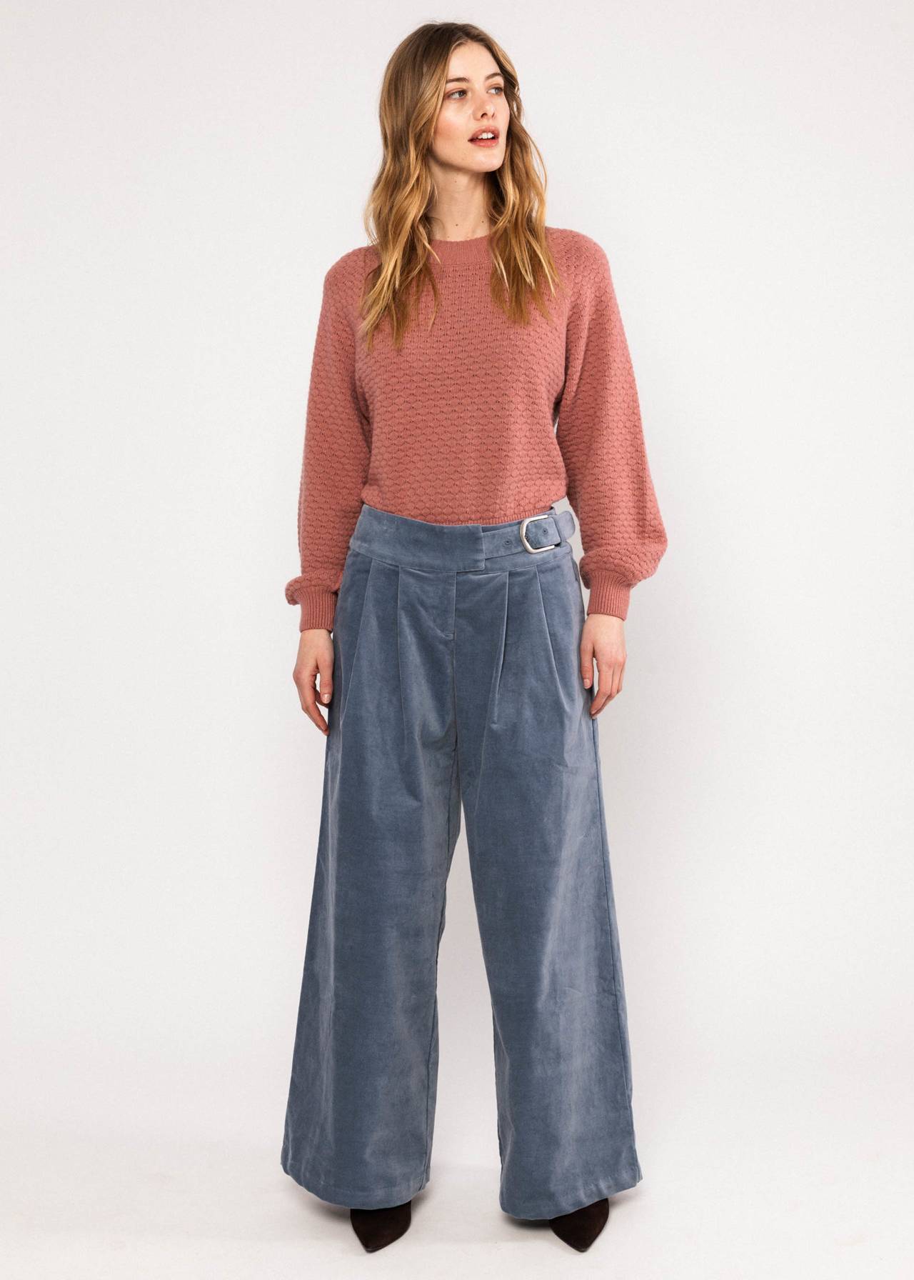 Blutsgeschwister Bundfaltenhose Winny, blue rhythm velvet