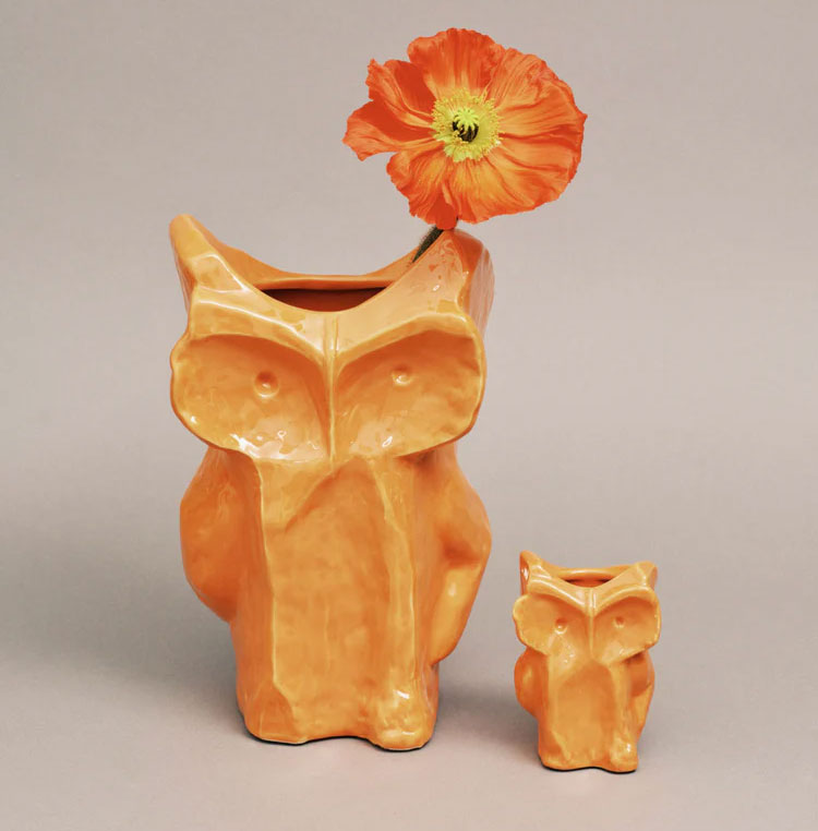 Eule Vase S Orange After Midnight, Kollektion Midnight creatures von Marni, Höhe ca. 23 cm