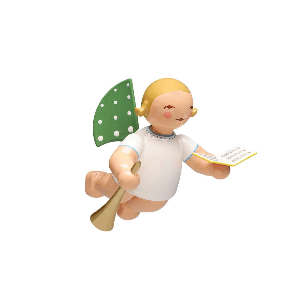 Wendt & Kühn Engel mit Liederbuch und Flöte, schwebend,  zum Hängen, blond