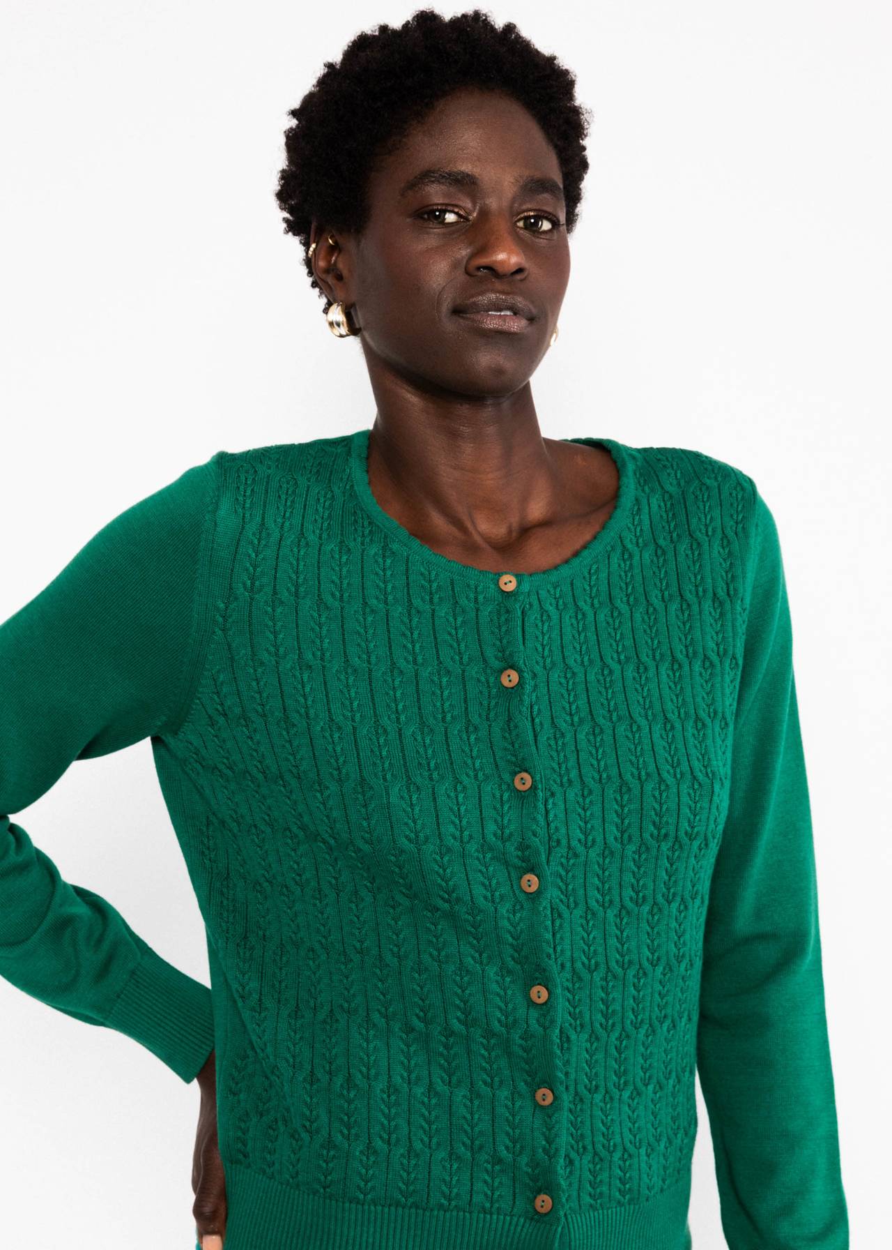 Blutsgeschwister Cardigan Save the Brave, folklore green knit