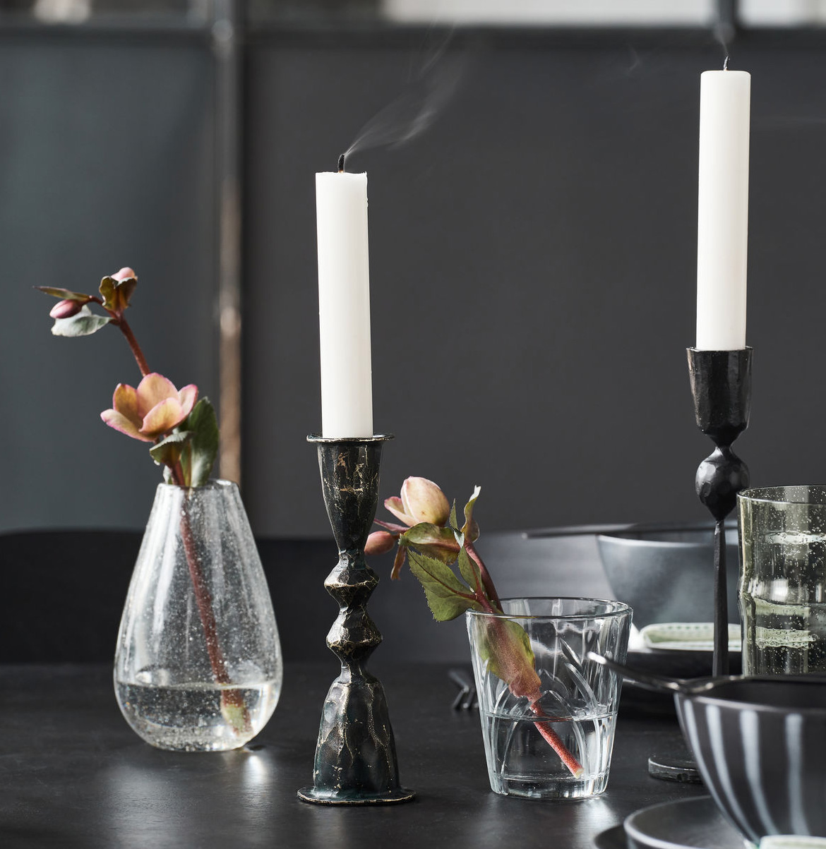 Kerzenständer, Mero, Schwarz von house doctor , Höhe ca. 14 cm, pro Stück