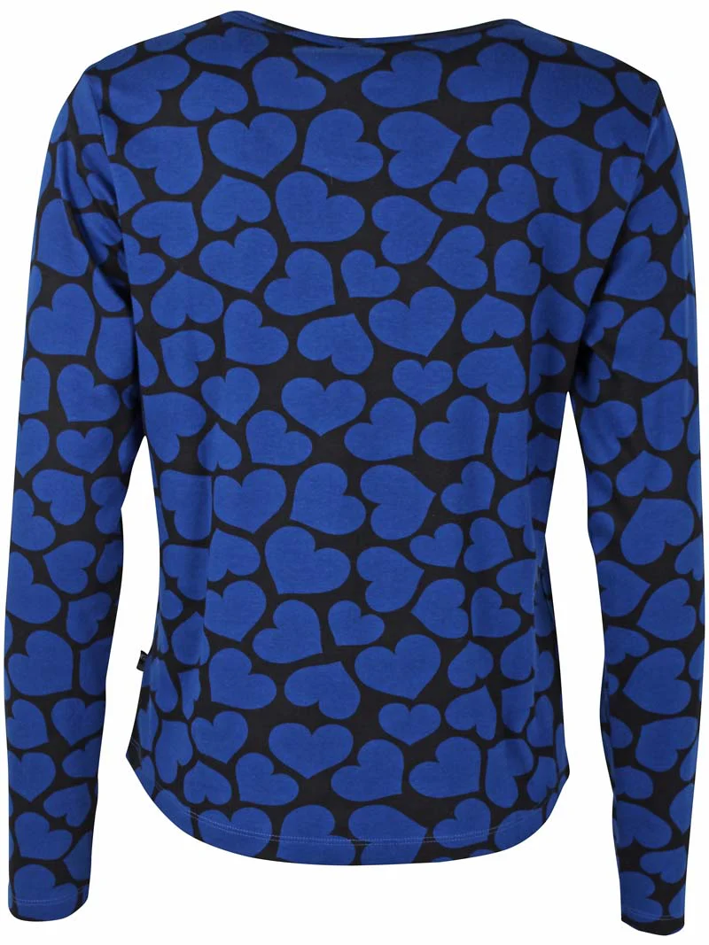 % DANEFAE - Danelotte Heavy Interlock Tee Deep Blue HEARTTHROB, Langarm-T-Shirt, Herzen