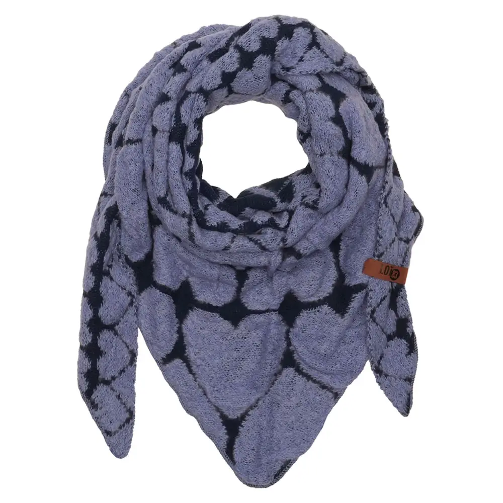 LOT83 Schal Xena 01 mit Herzmotiv , Blau