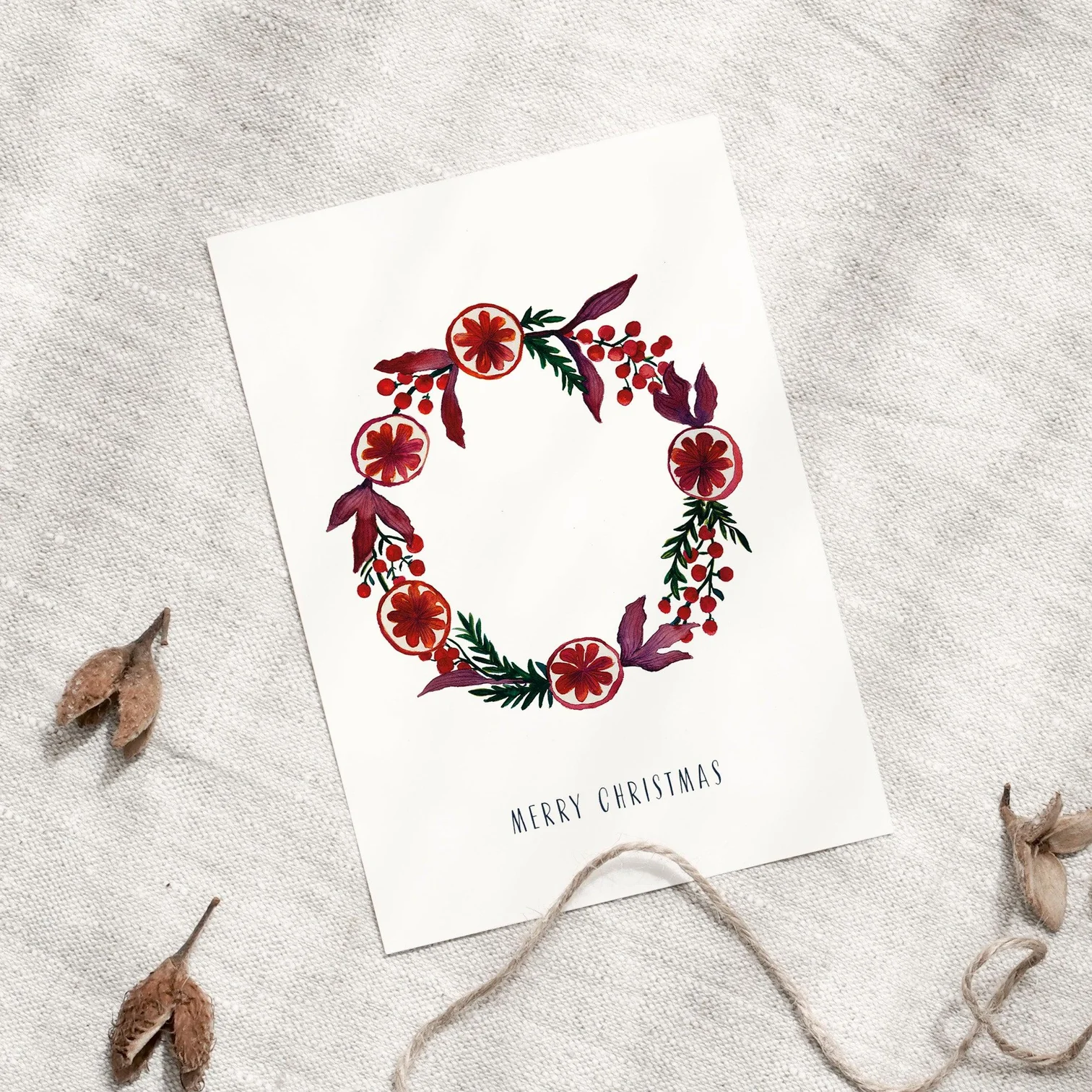 Leo la Douce Postkarte Weihnachtlicher Kranz | Rot