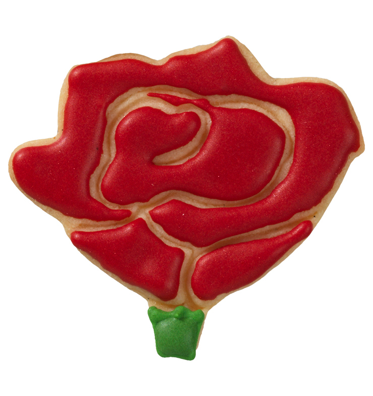 Ausstecherle Rose  6 cm Edelstahl von Birkmann, mit Innenprägung, Prägeausstecher, Ausstechform   