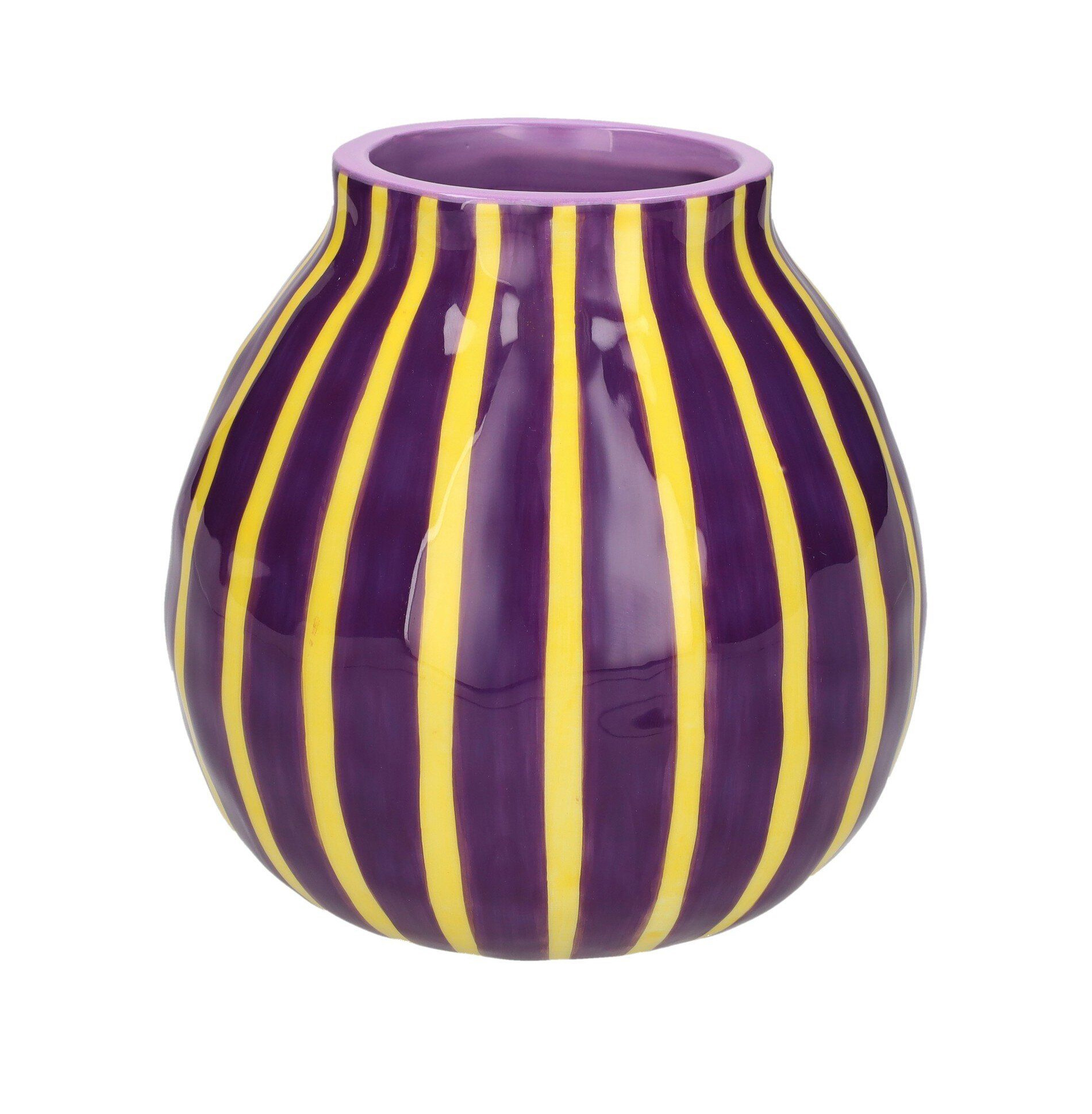Artisan, Vase Streifen lila/gelb, Höhe ca. 13,6 cm, Streifen 