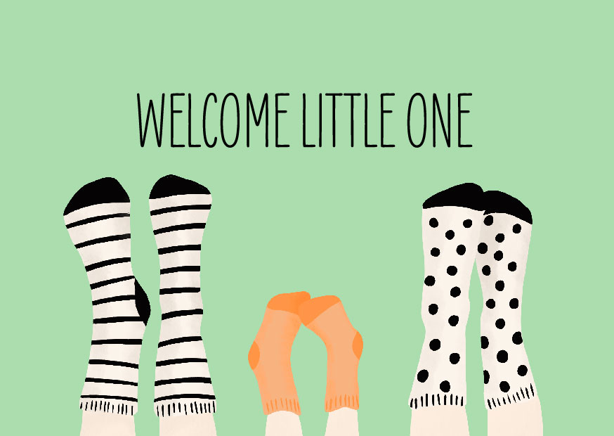Postkarte  "WELCOME LITTLE ONE" von andrea liesert, Karte zur Geburt