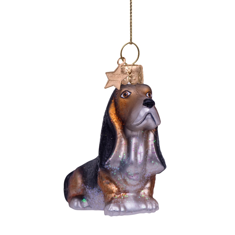 Weihnachtskugel Basset, Hund, Glas,Höhe ca. 5,5 cm,  von Vondels  