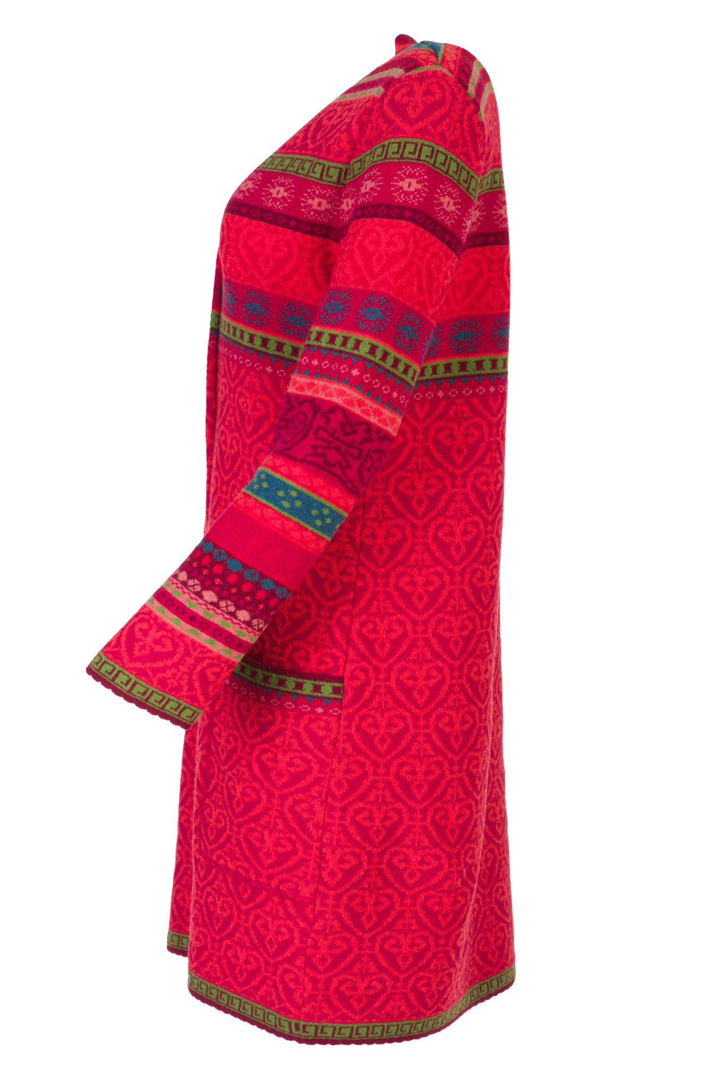 DUNQUE Jacquard-Kurzmantel "LENA" , Farbe rot-bunt, Made in Germany 
