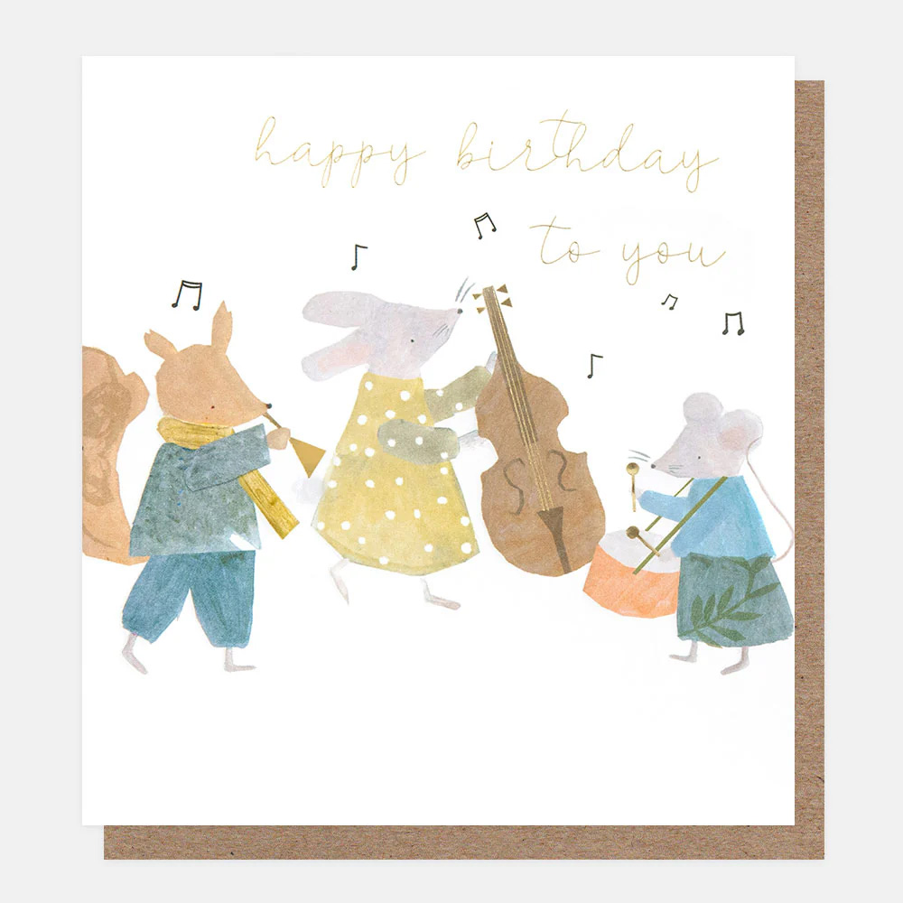 Caroline Gardner Geburtstagskarte Mäuse " happy birthday to you" , TNY006, Musical Animals Birthday Card