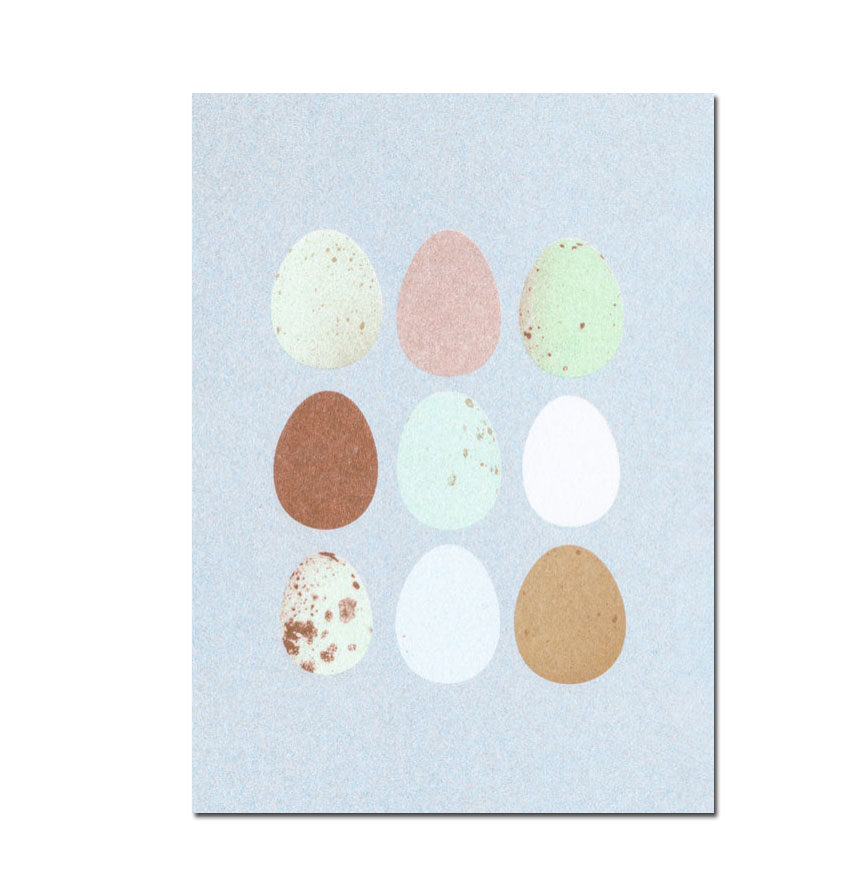 Herr und Frau Rio Postkarte Ostern Eier Natur, Risographie Postkarte
