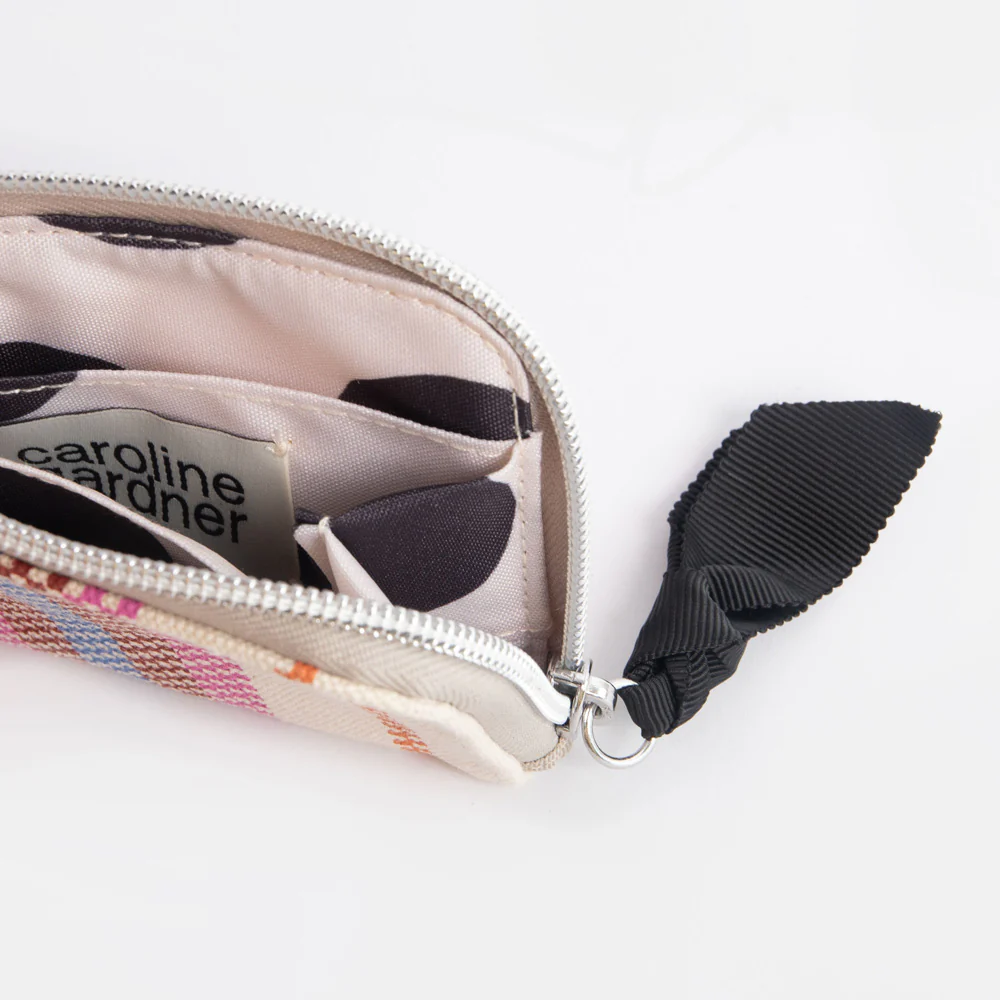 Caroline Gardner Checkerboard Stripe Canvas Corner Purse, Geldbeutel