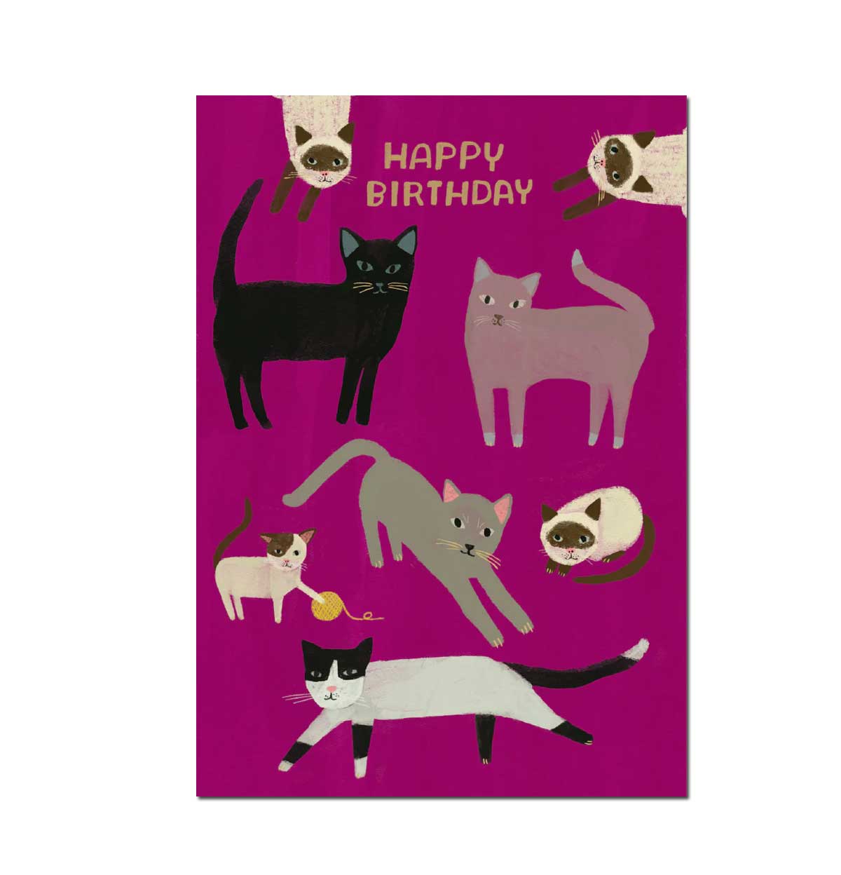 Roger la Borde Doppelkarte "HAPPY BIRTHDAY "  ,Glass Menagerie Petite Card, Geburtstagskarte , Katzen