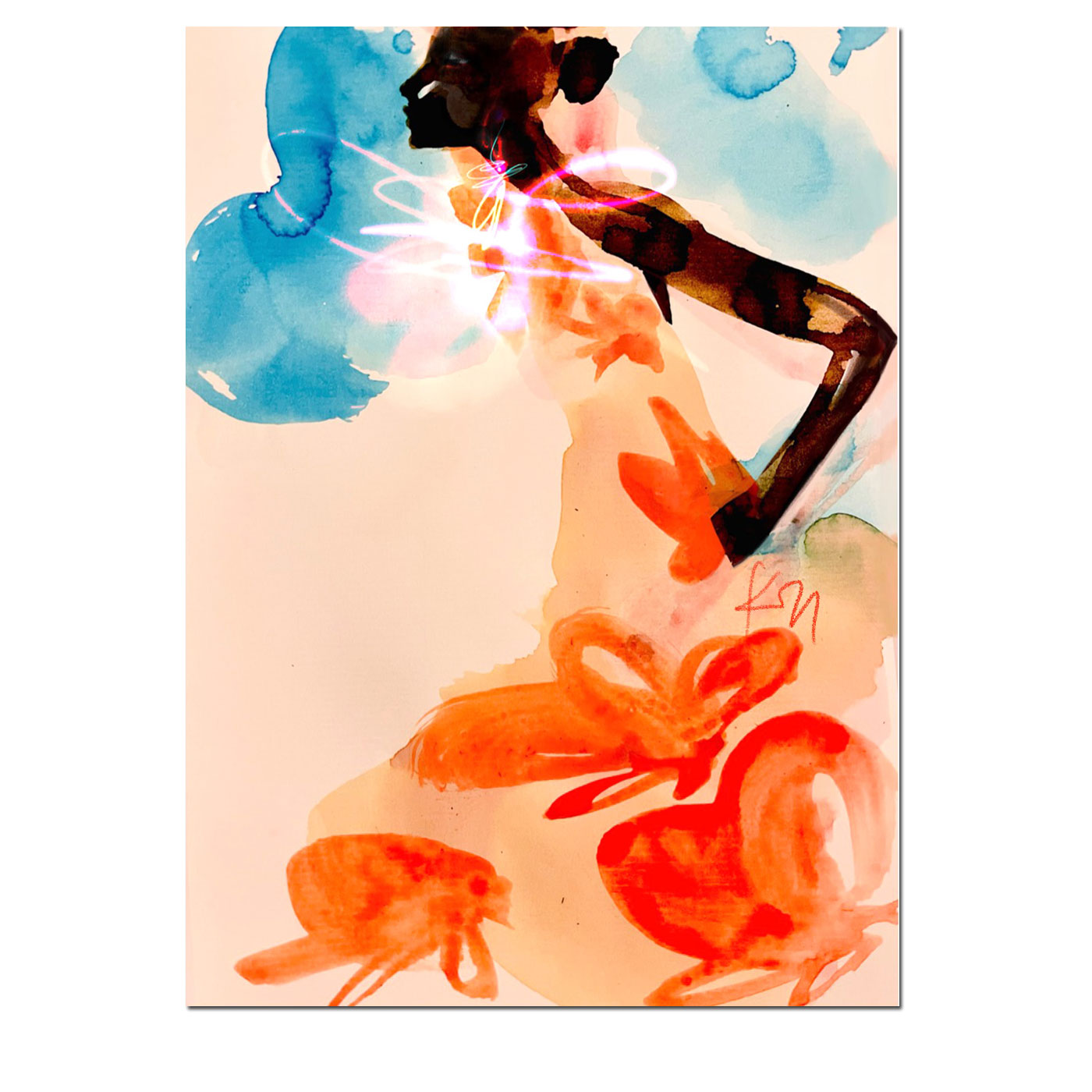 Katja Foos, „orange flowers“ Edition, Malkarte, fine-arts-print, numeriert, limitierte Auflage von 150 Stück