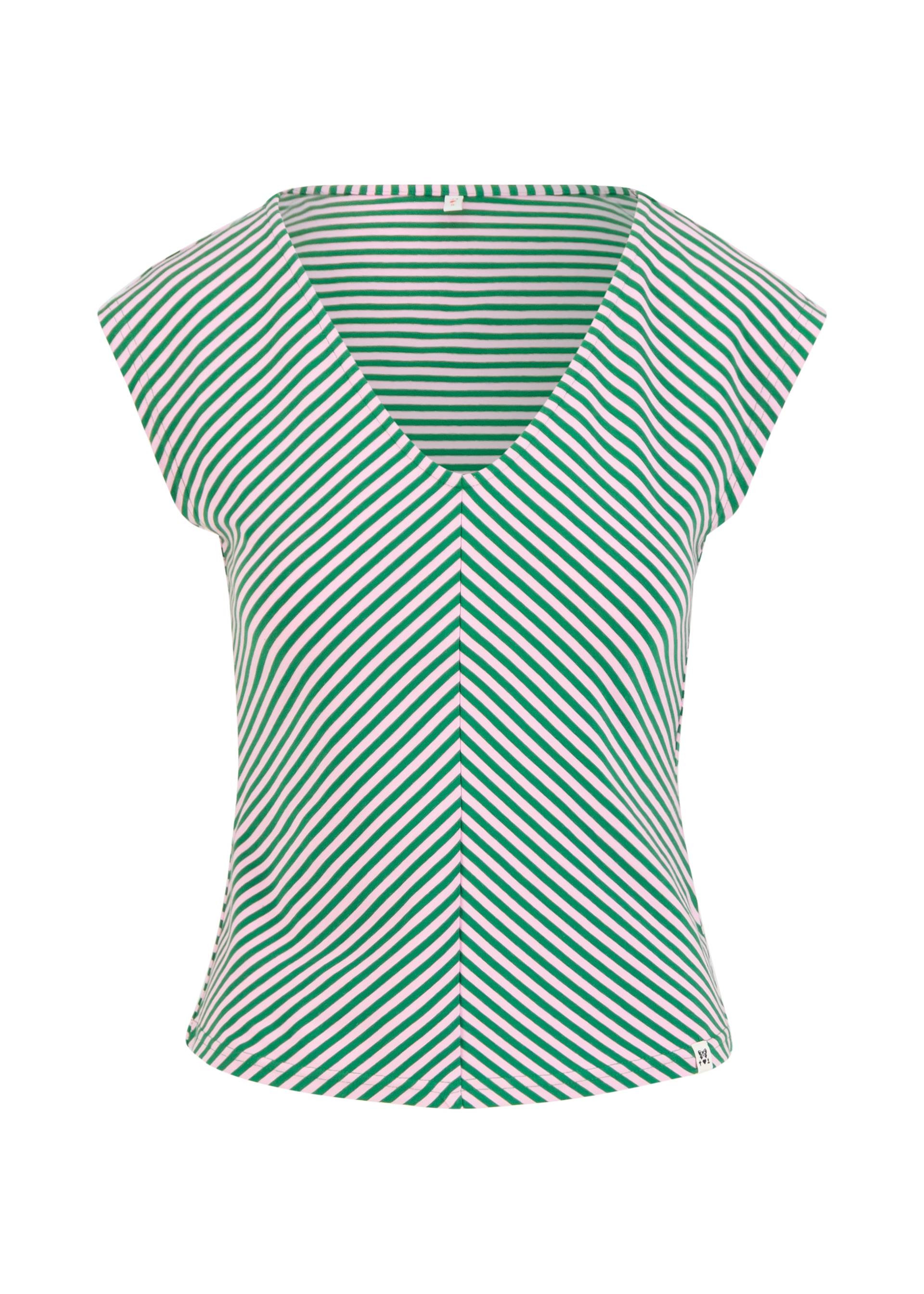 Blutsgeschwister Top Vintage V-Neck- green viva el sol! stripe