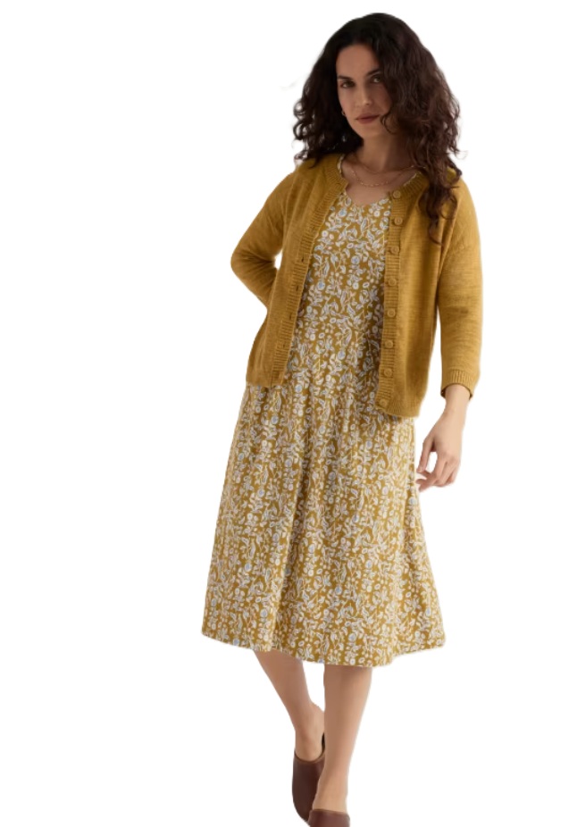 SEASALT CORNWALL Strickjacke Pentire Steps Linen & Organic Cotton Cardigan, Tansy