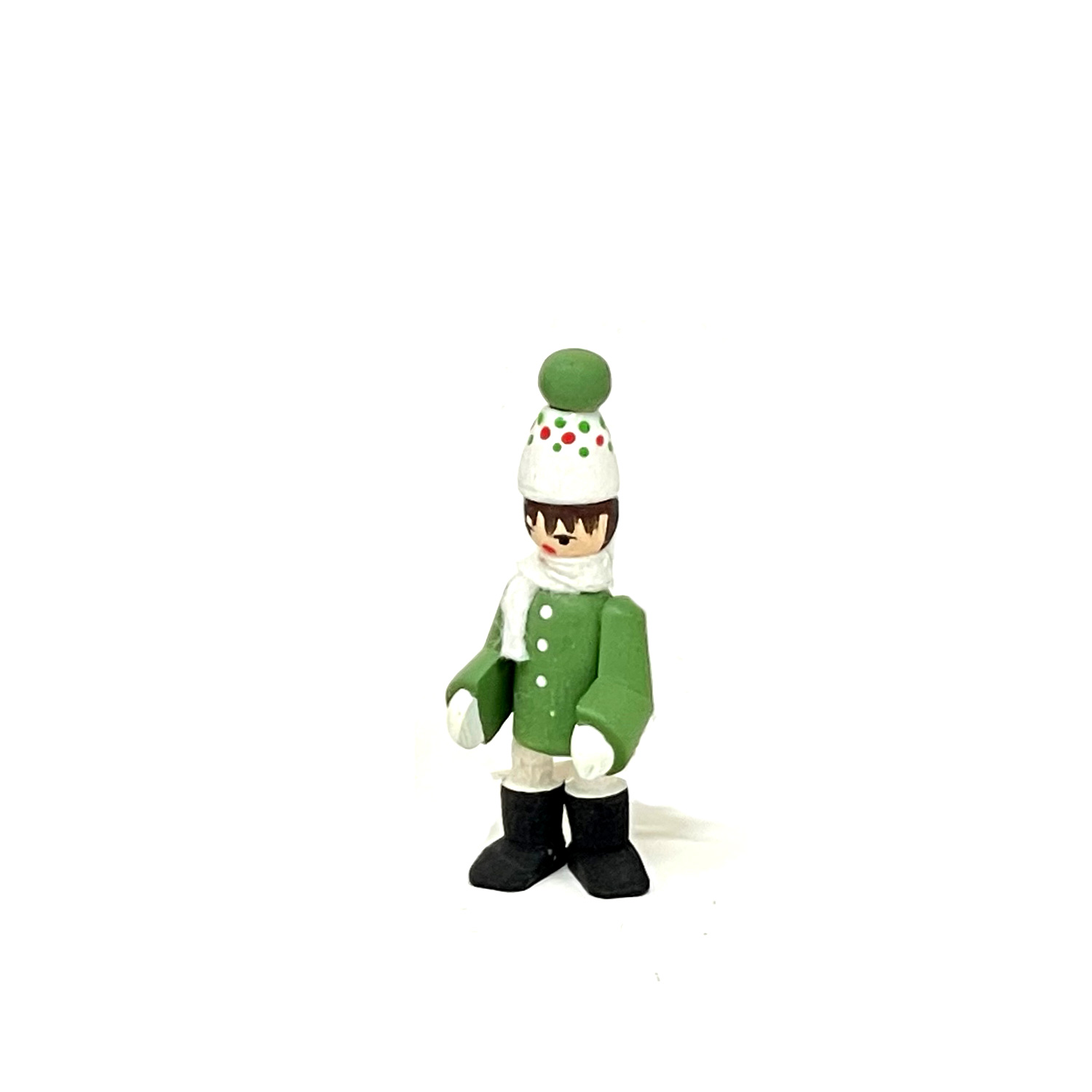 Erzgebirge Figur Miniatur Junge mit Mütze, grün weißt, ca. 4 cm , zum Stellen 