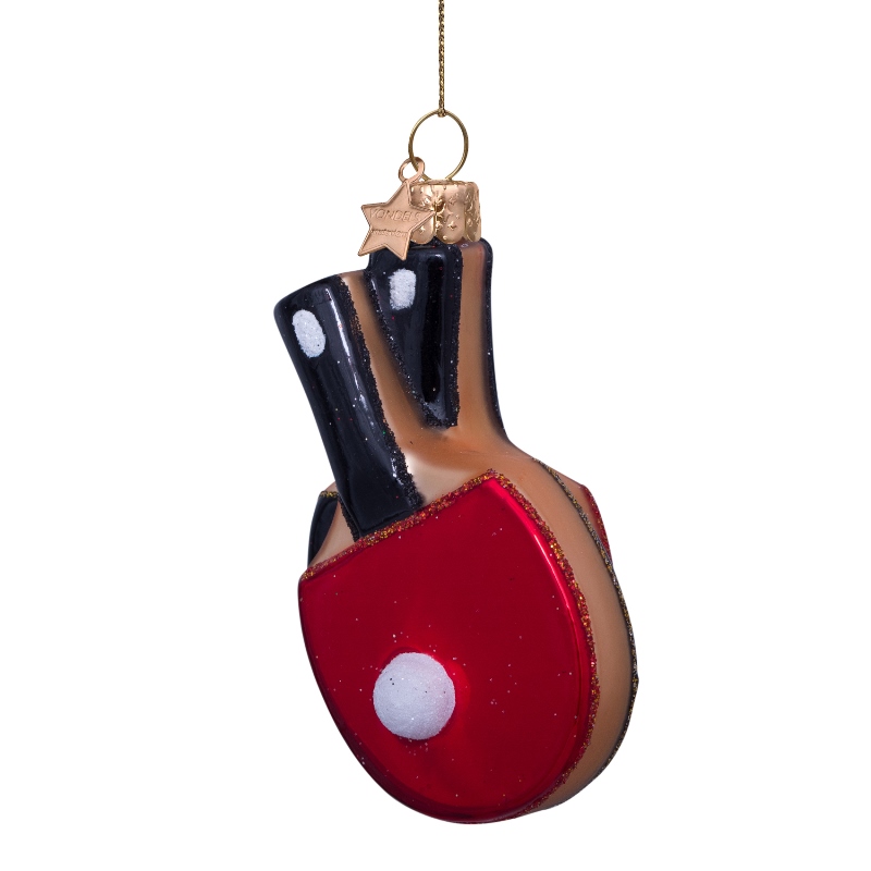 Weihnachtskugel Tischtennisschläger, rot,  ca. 9 cm von Vondels  