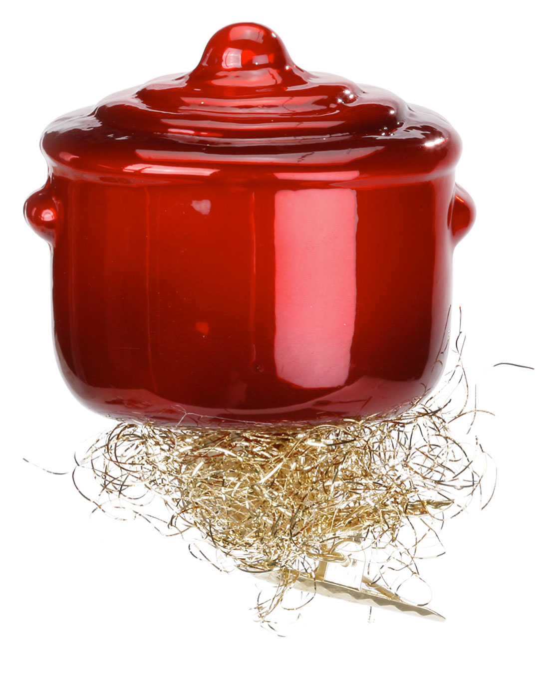 Inge Glas Christbaumschmuck Topf, Clip Kochtopf rot