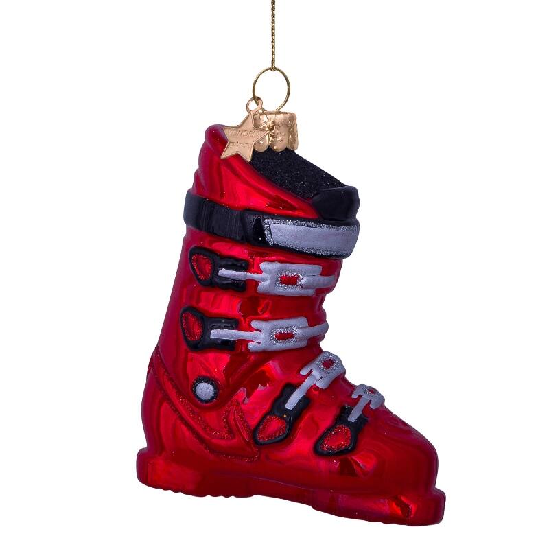 Weihnachtskugel Ski Schuh Rot, H. ca. 9,5 cm, Glas von Vondels  