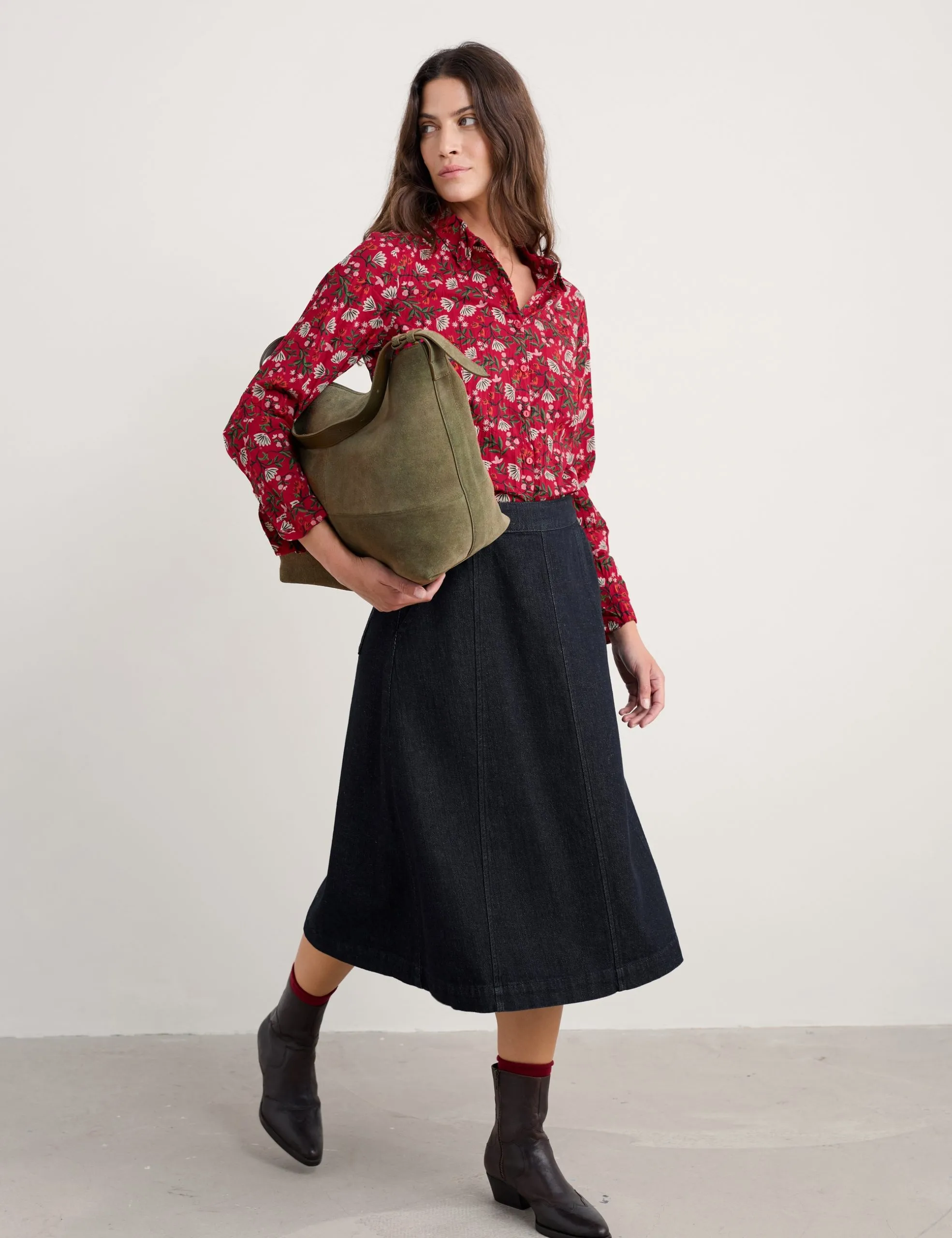 SEASALT CORNWALL Larissa Shirt-Winter Wildflower Carmine