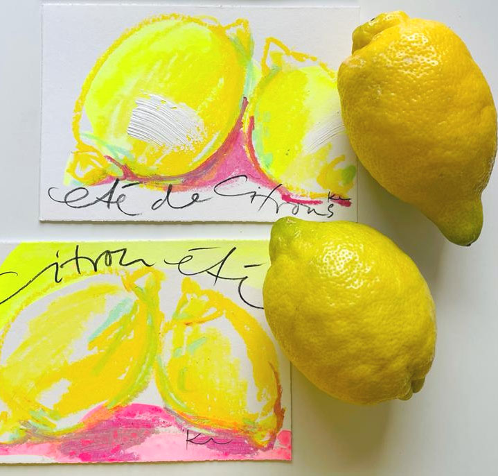 Katja Foos „Zitronen“ mit Umschlag, jedes Bild ist ein Unikat